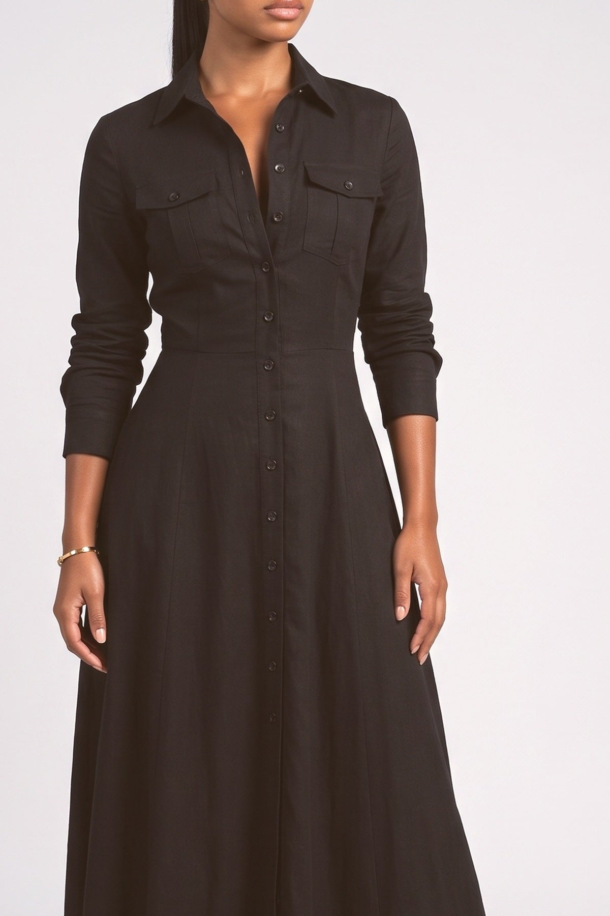 Shirt-style Floor-length Maxi Dress, fabric detail