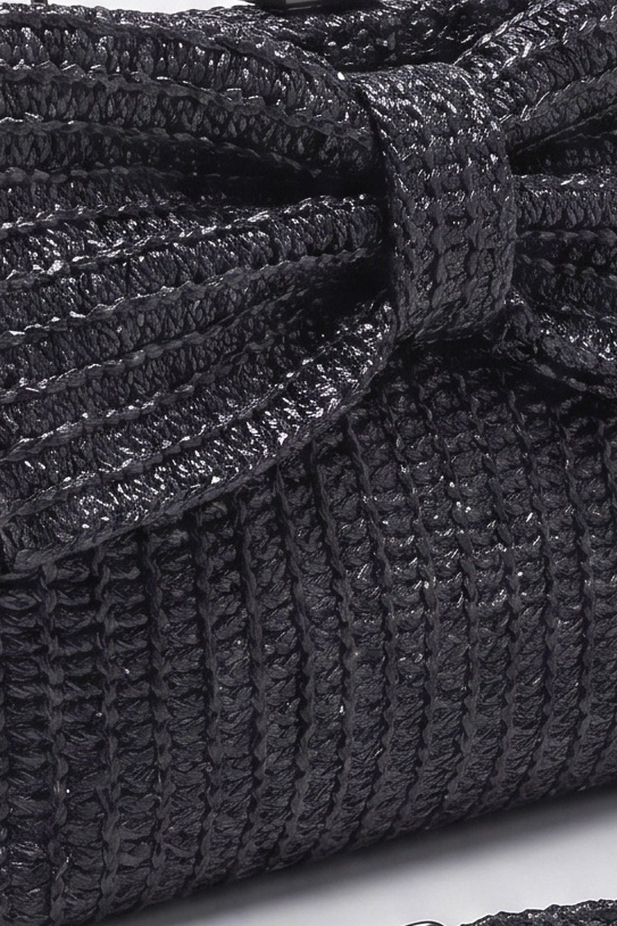 Straw Bow Clutch, fabric detail
