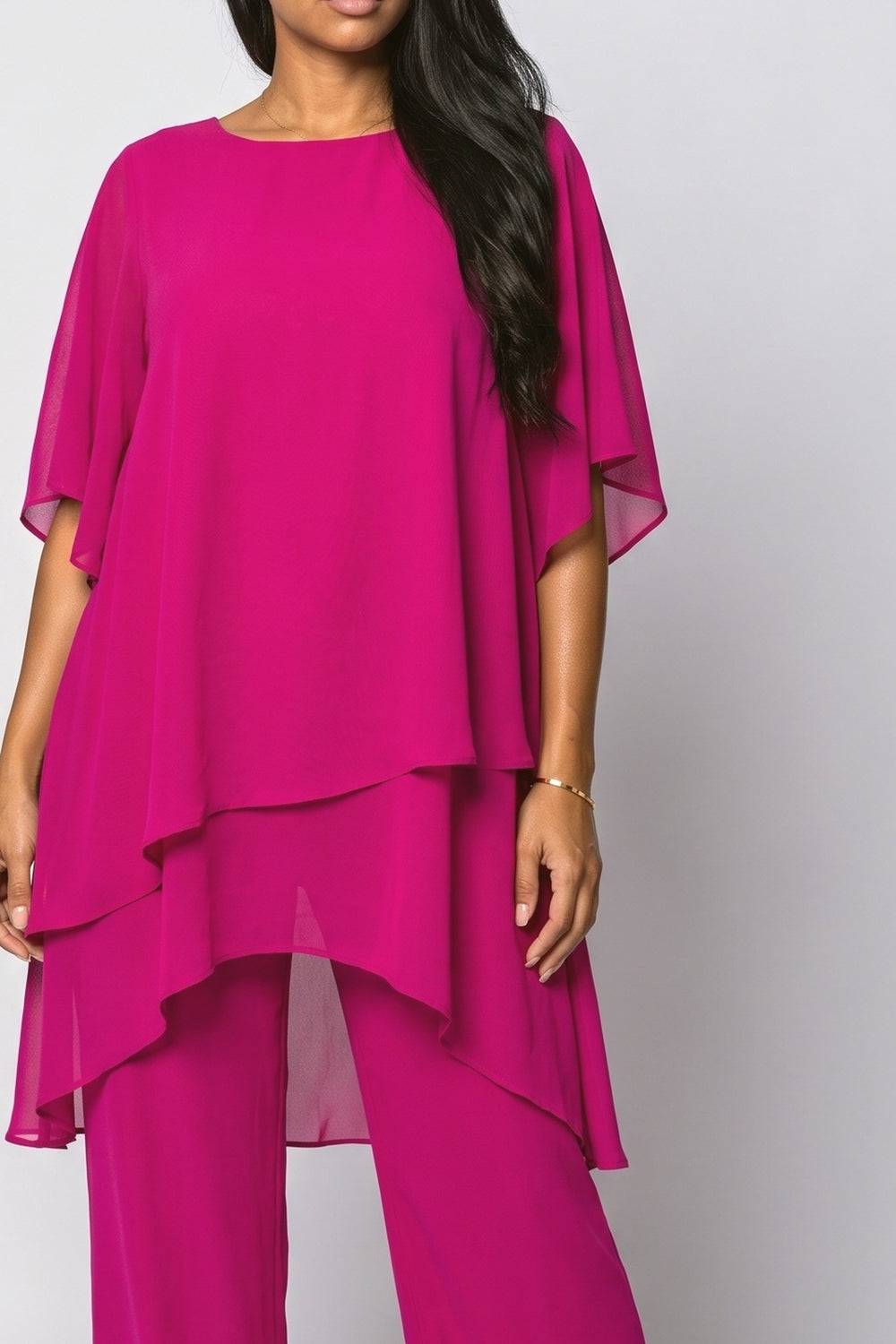 Chiffon Asymmetric Two Piece Outfit, fabric detail