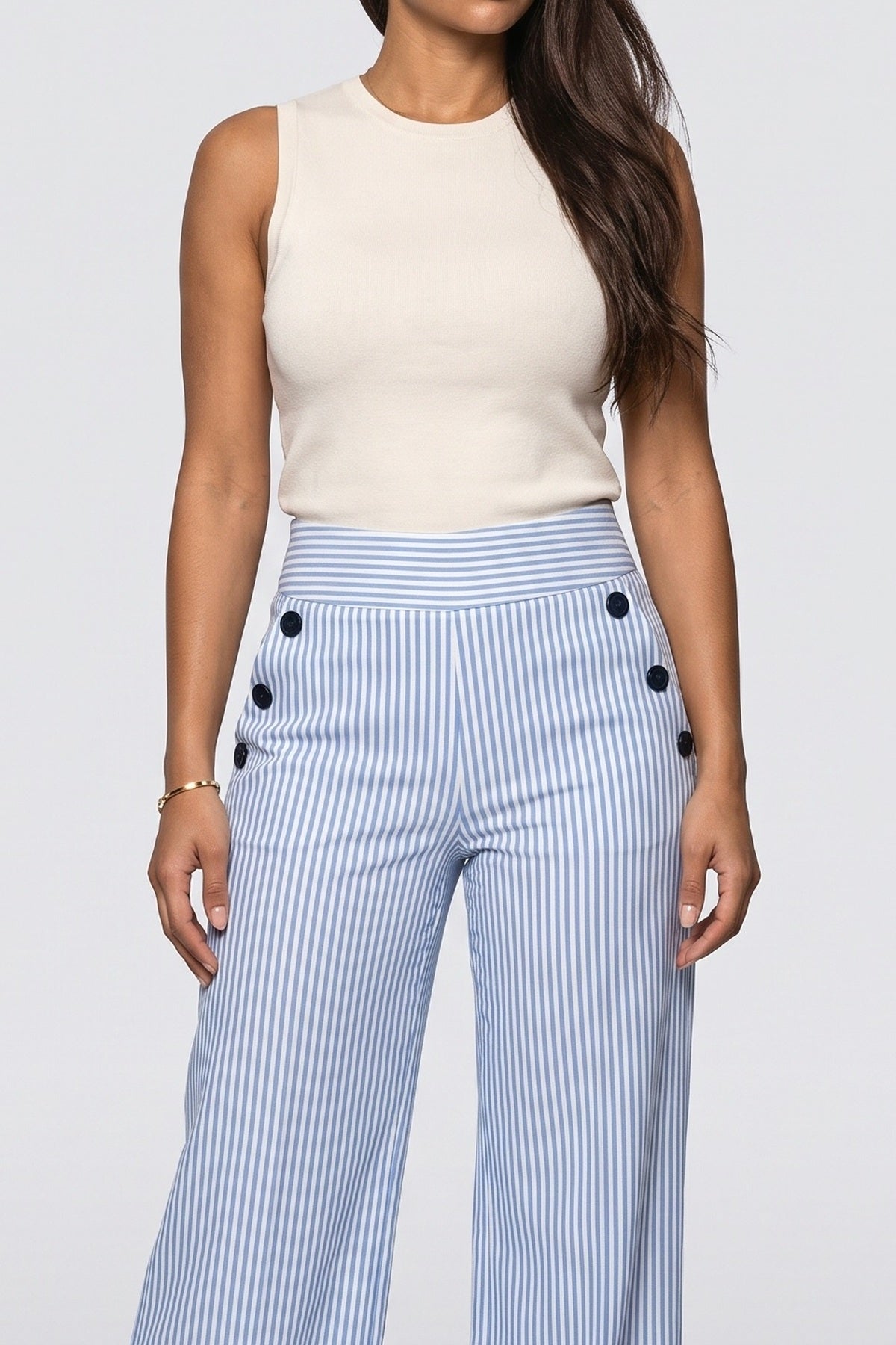 Blue Wide Leg Pants, fabric detail