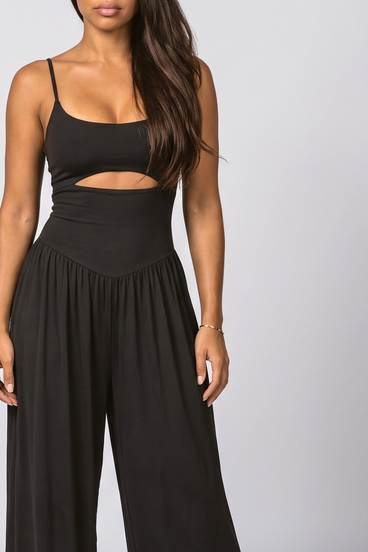 Sleeveless Cutout Jumpsuit, fabric detail