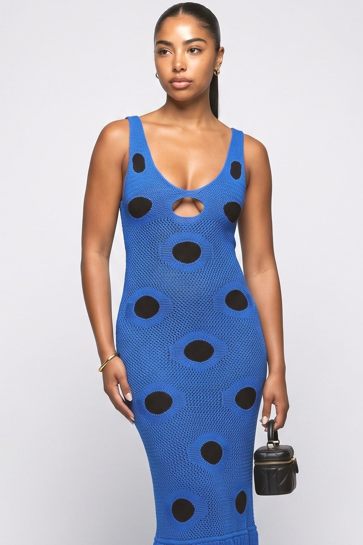 Polka Dot Crochet Maxi Dress, fabric detail