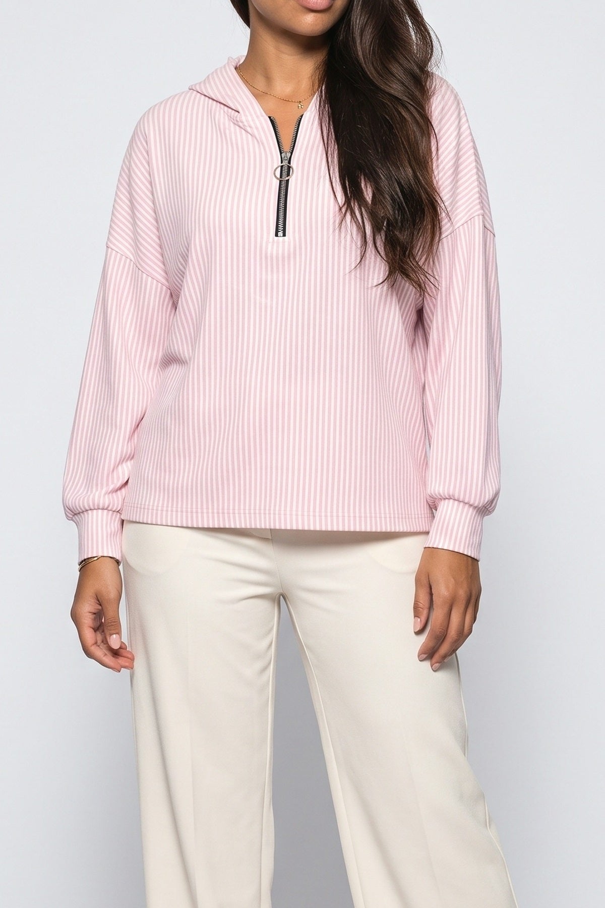 Striped Long Sleeve Hoodie, fabric detail