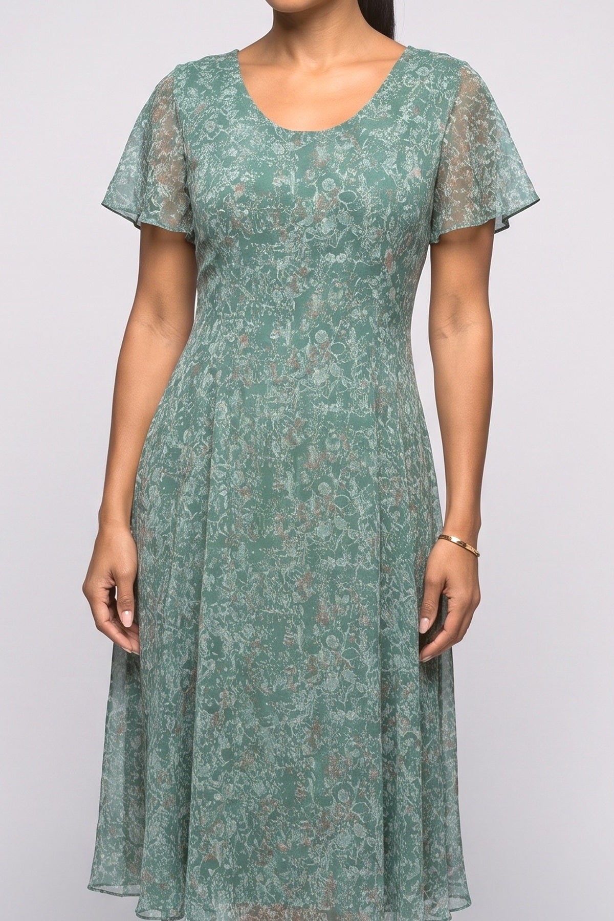 Flutter Sleeve Midi Dress, fabric detail
