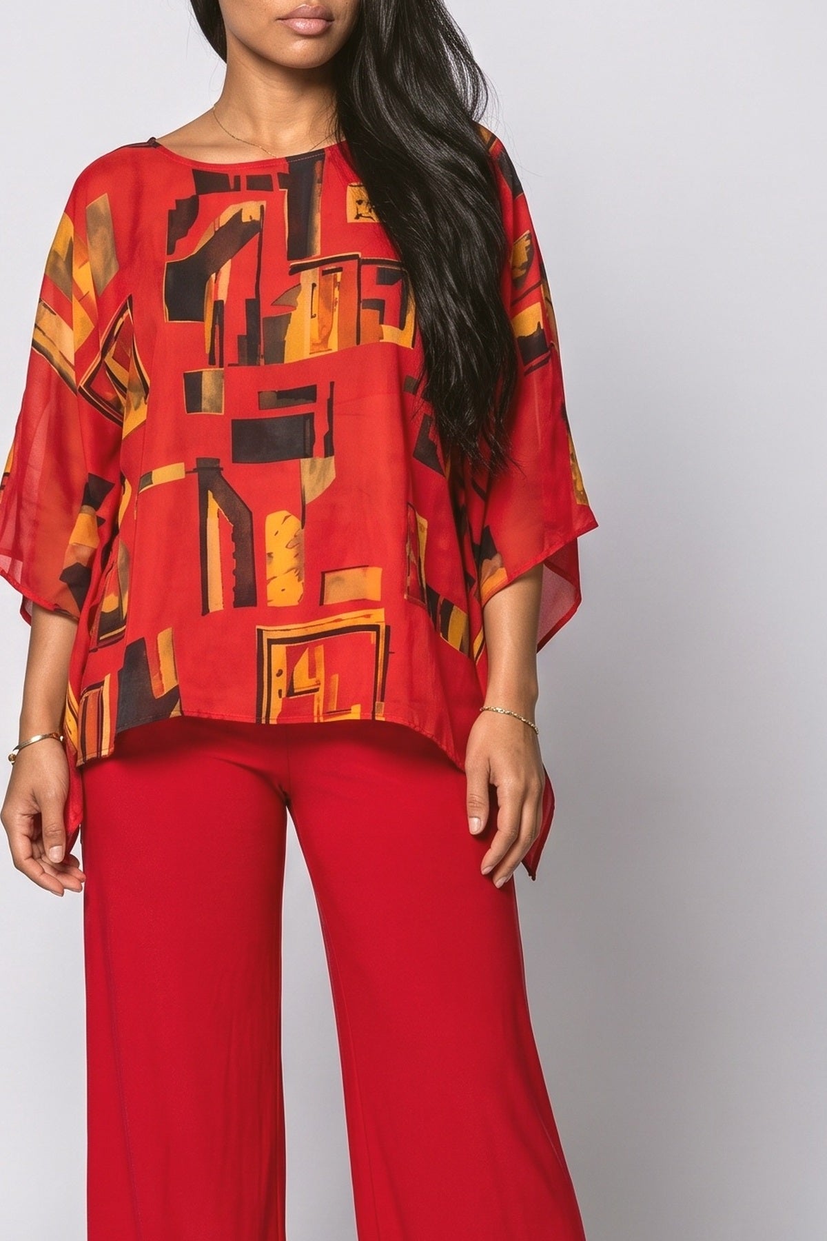 Batwing Sleeve Two Piece Outfit, fabric detail