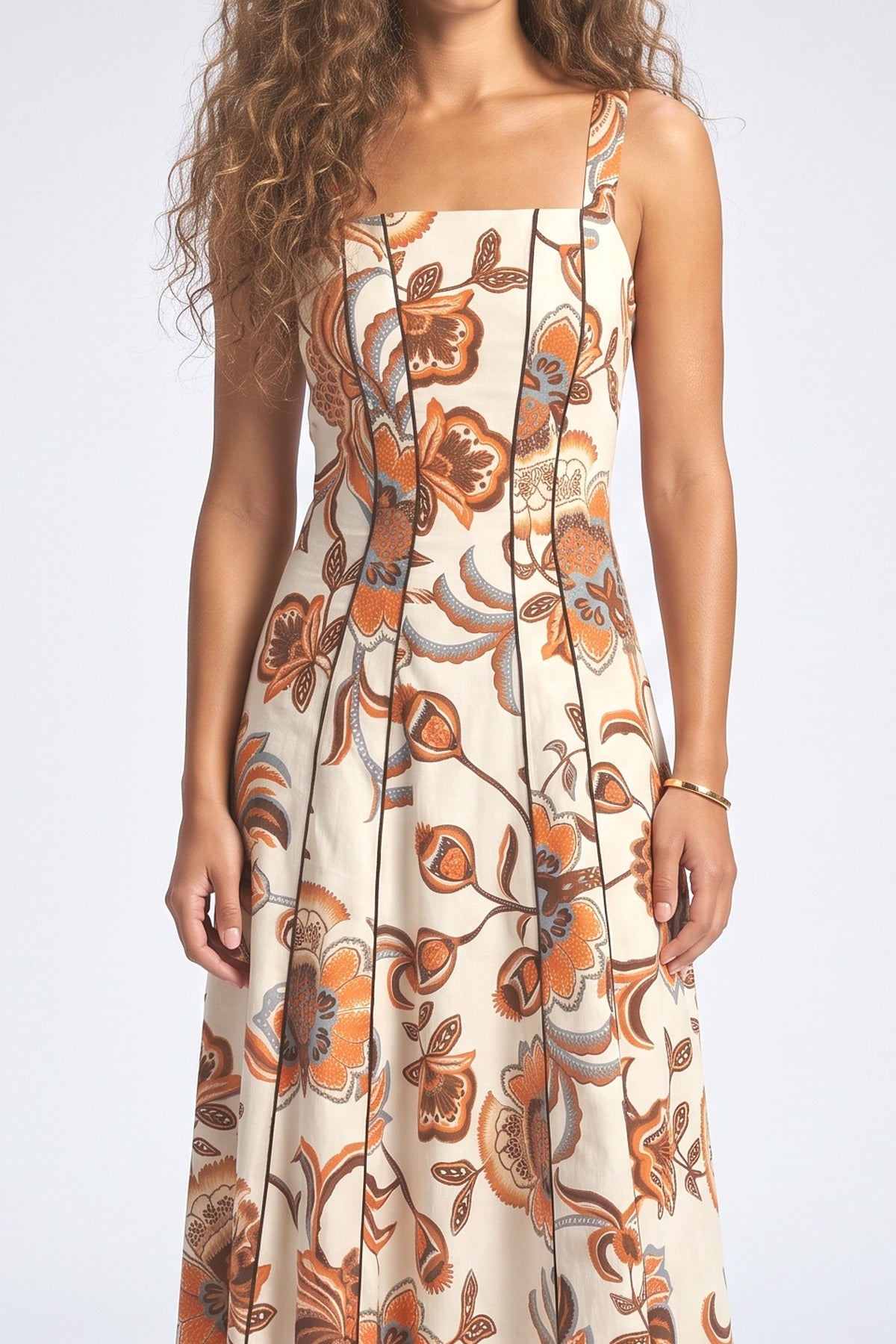 Multicolor Print Maxi Dress, fabric detail
