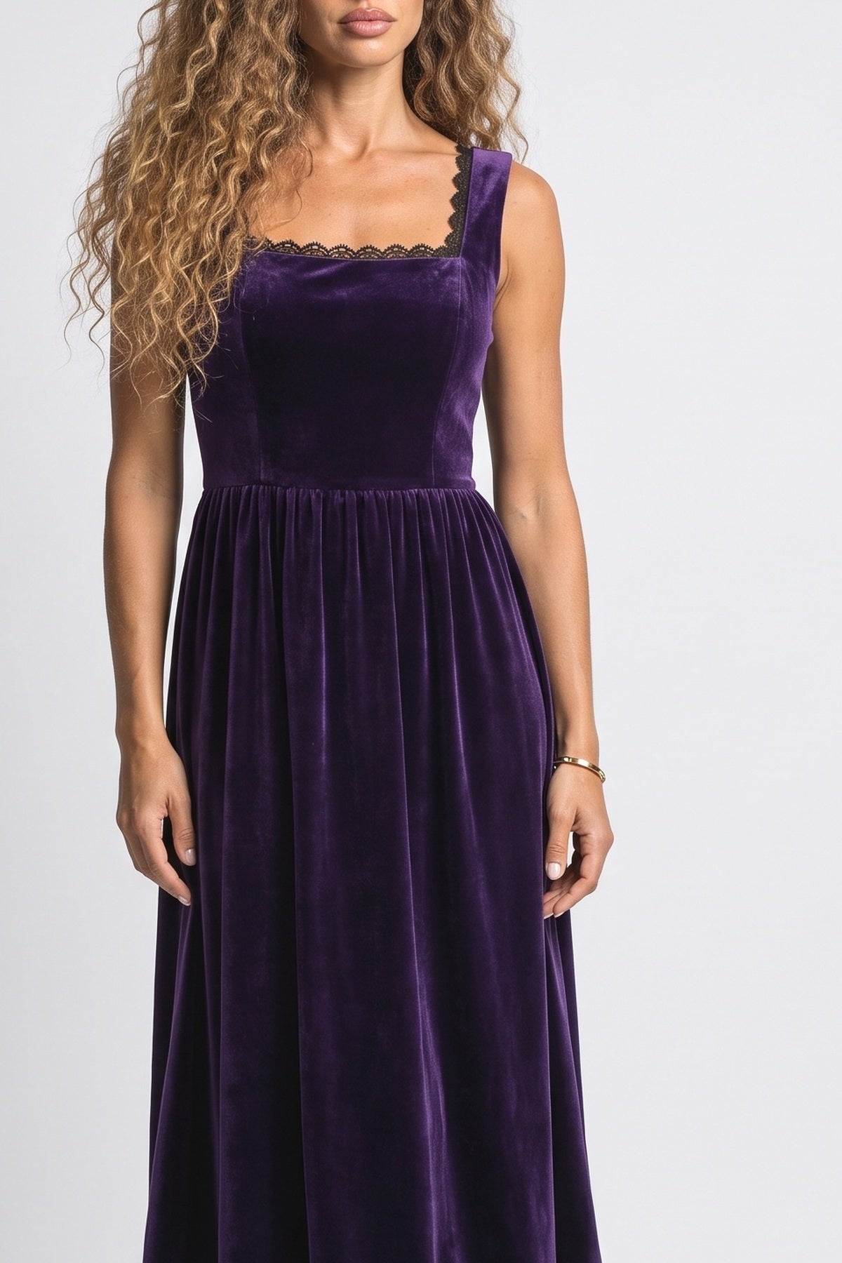 Square Neck Midi Dress, fabric detail