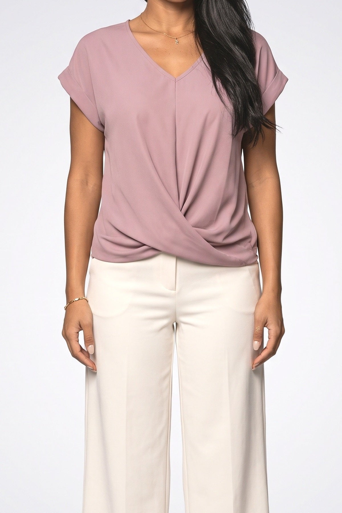V-Neck T Shirt Women, fabric detail