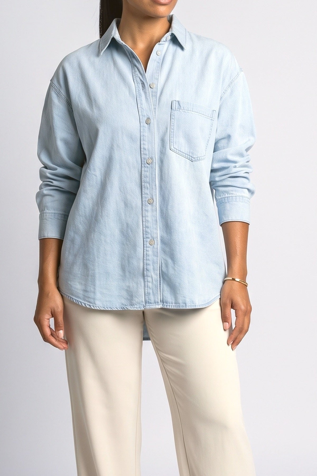 Denim Oversized Blouse, fabric detail