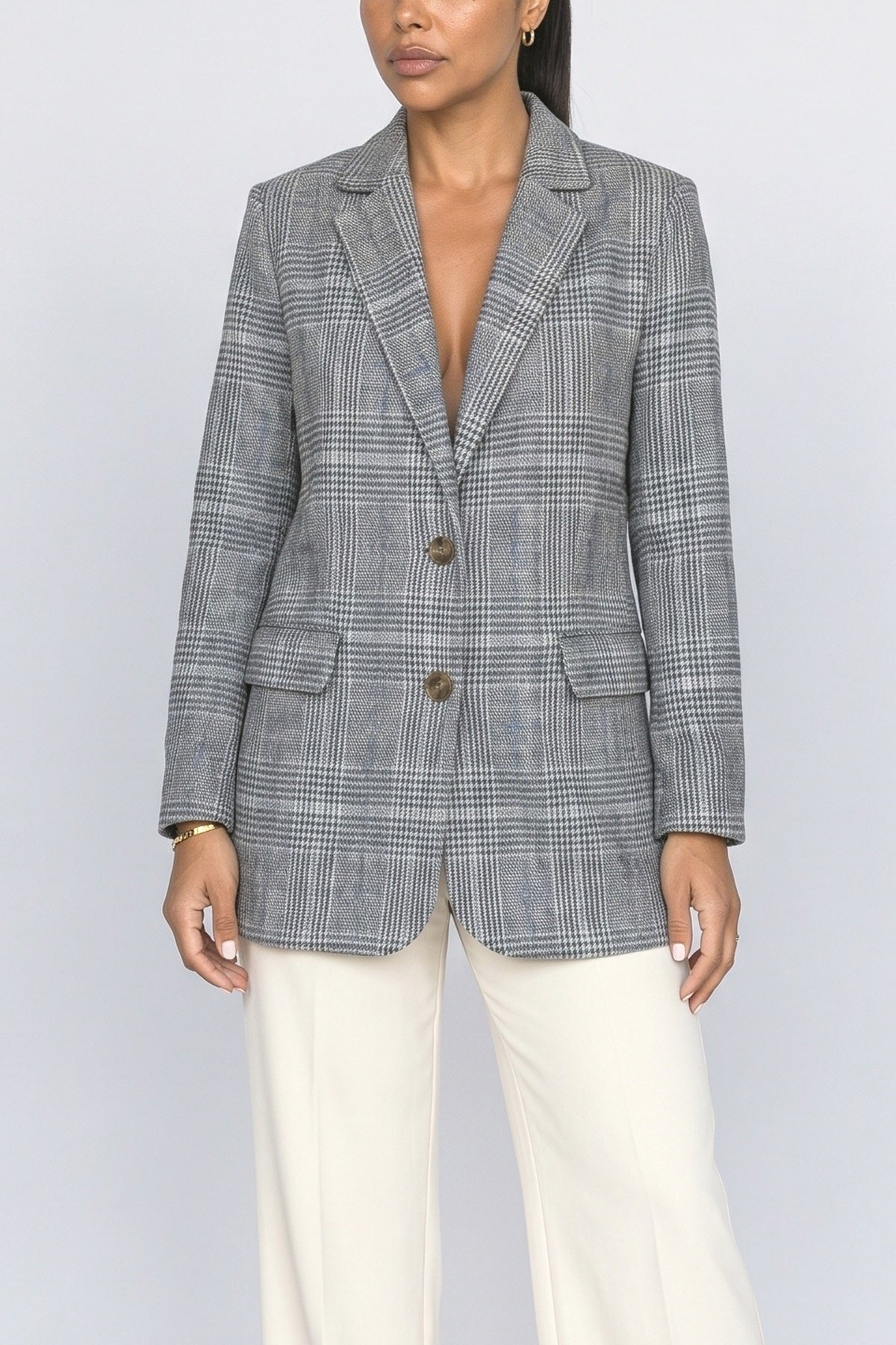 Plaid Women's Blazer, fabric detail