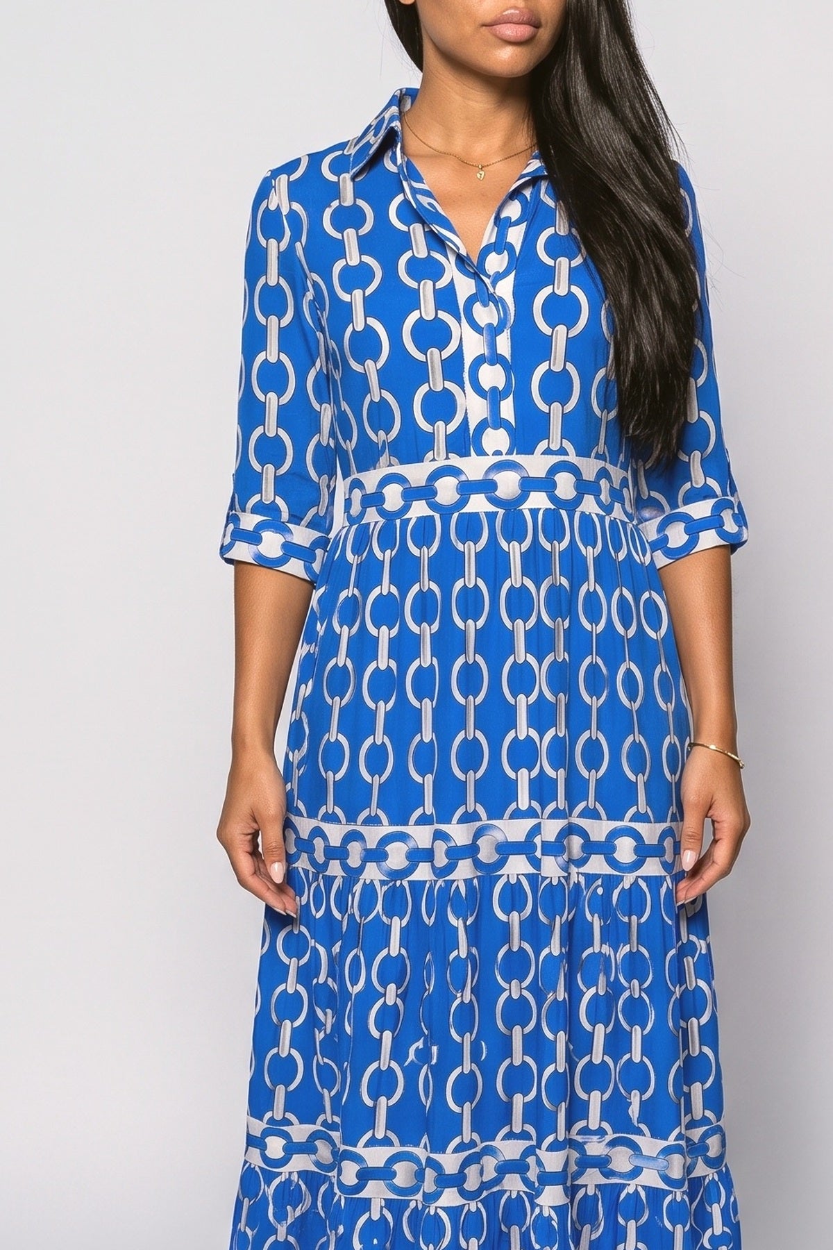 V-Neck Tiered Maxi Dress, fabric detail