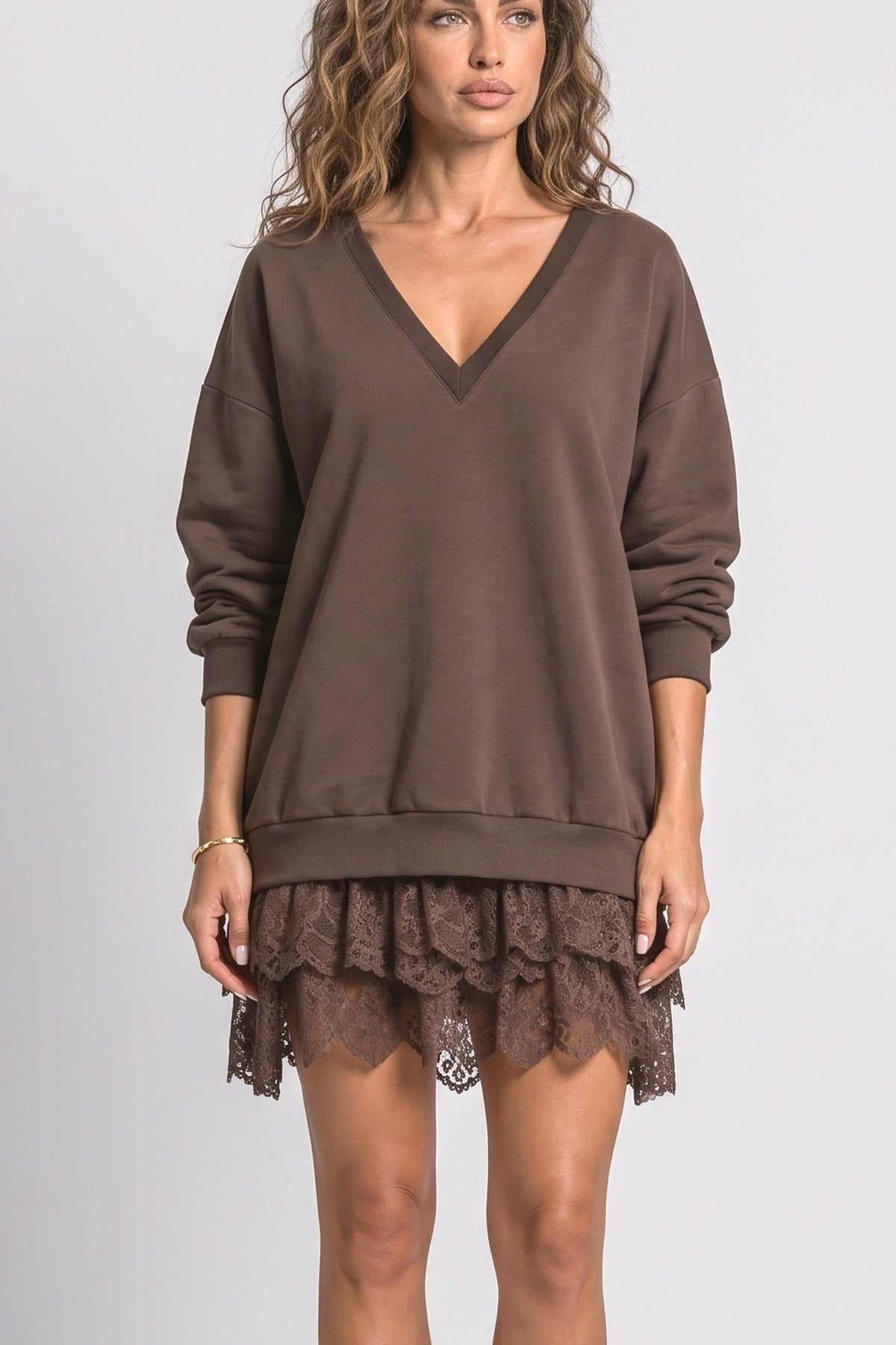 Brown Lace Summer Dress, fabric detail