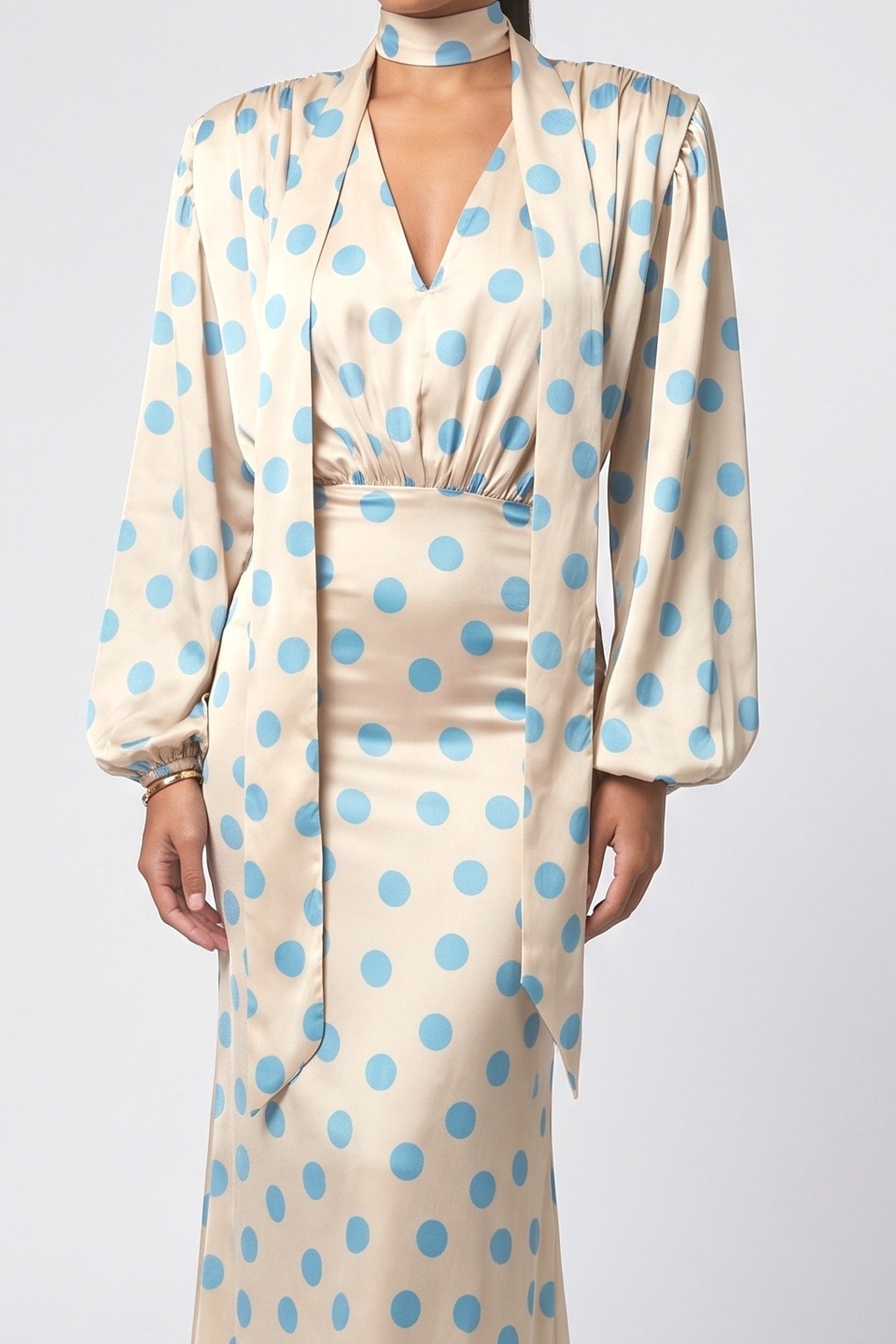 Blue Polka Dot Outfit Set, fabric detail