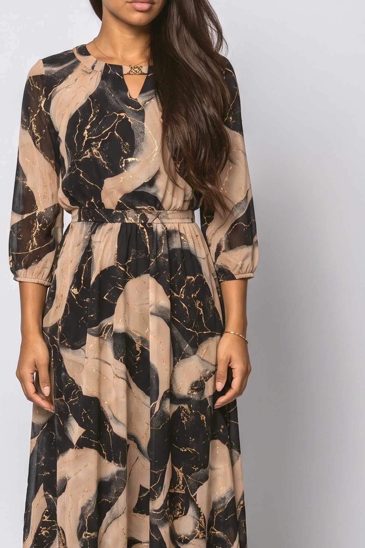 Black Chiffon Maxi Dress, fabric detail