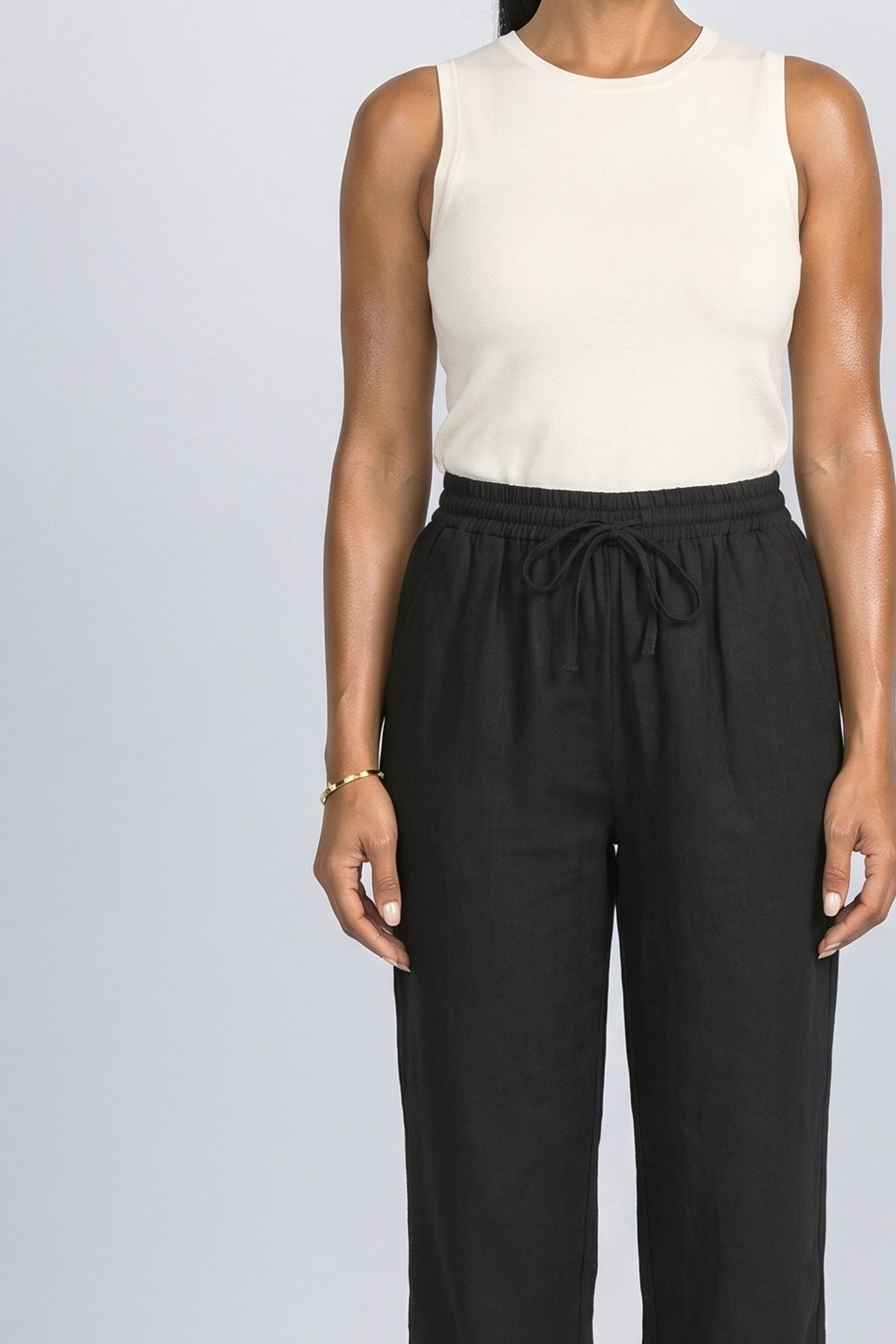 Linen Wide Leg Pants, fabric detail