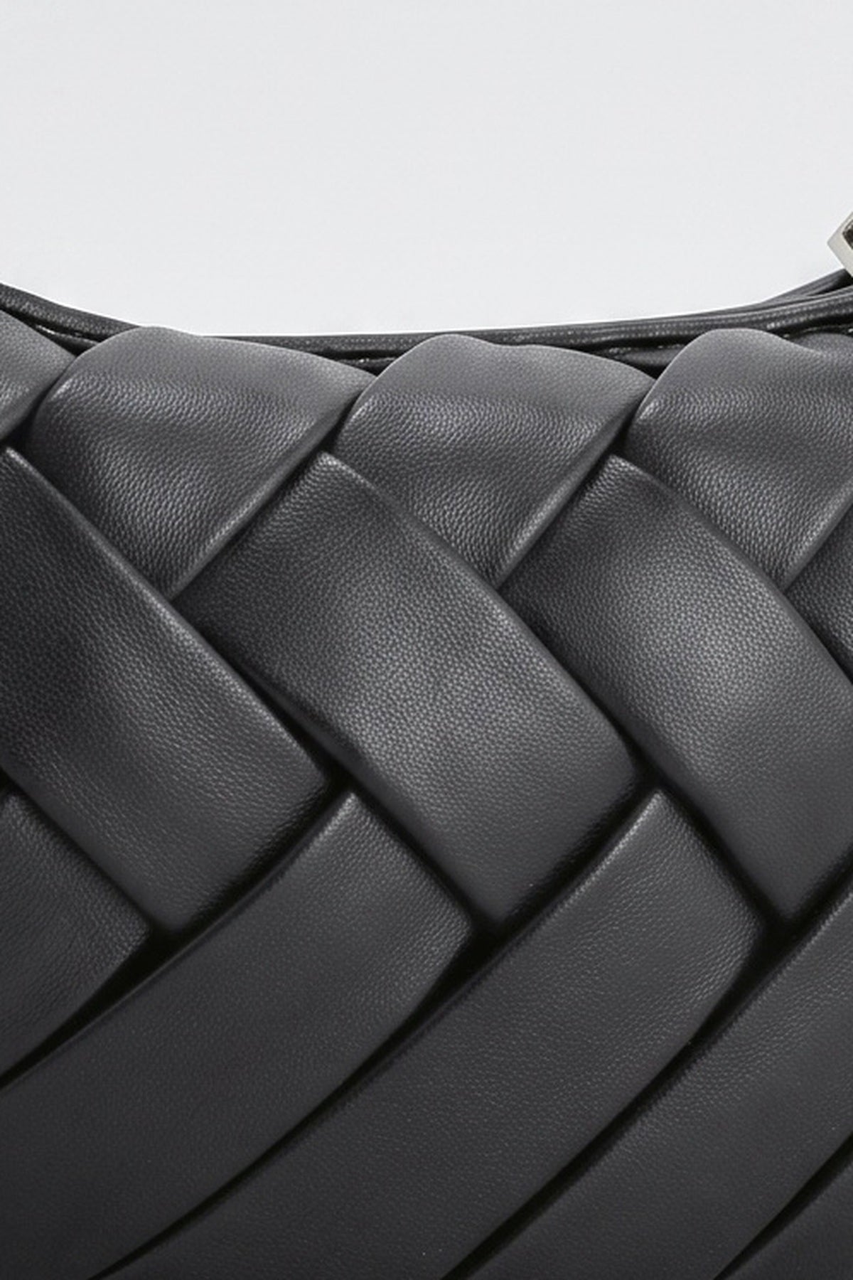 Metal Handle Woven Shoulder Bag, fabric detail