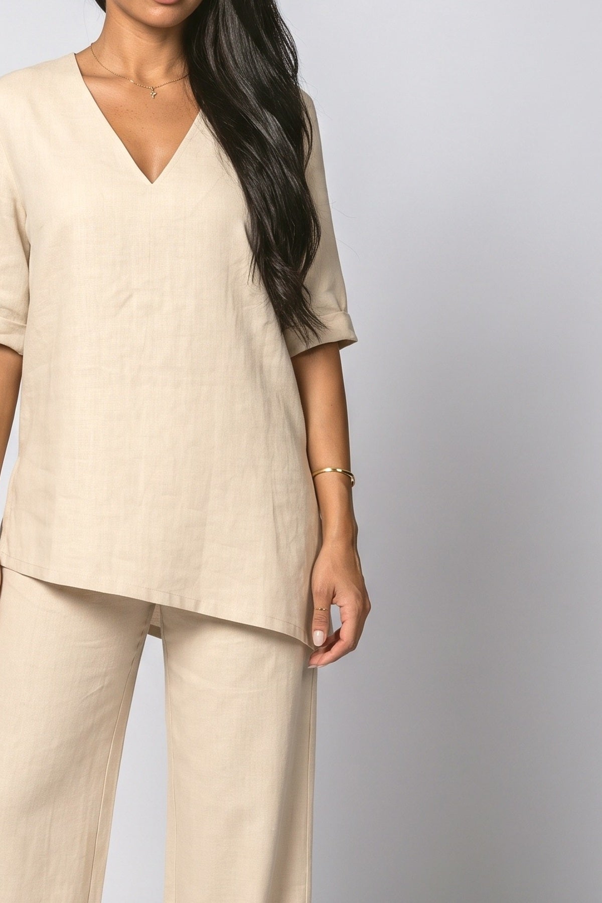 V-Neck Two Piece Outfit, fabric detail