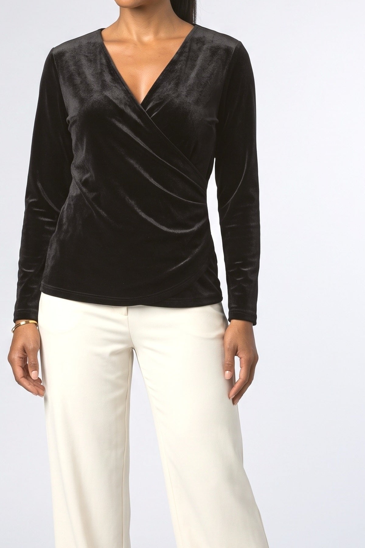 V-Neck Knit Top, fabric detail