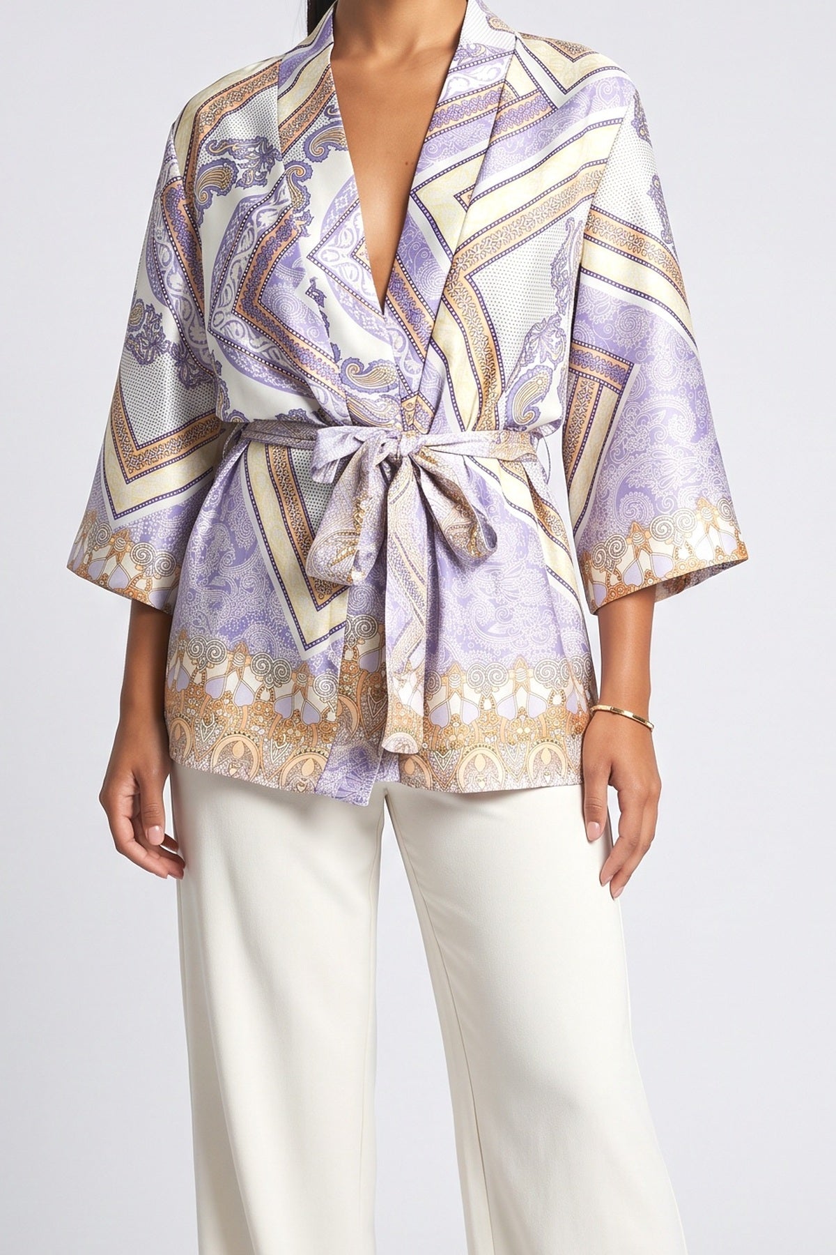 Purple Print Relaxed Top, fabric detail