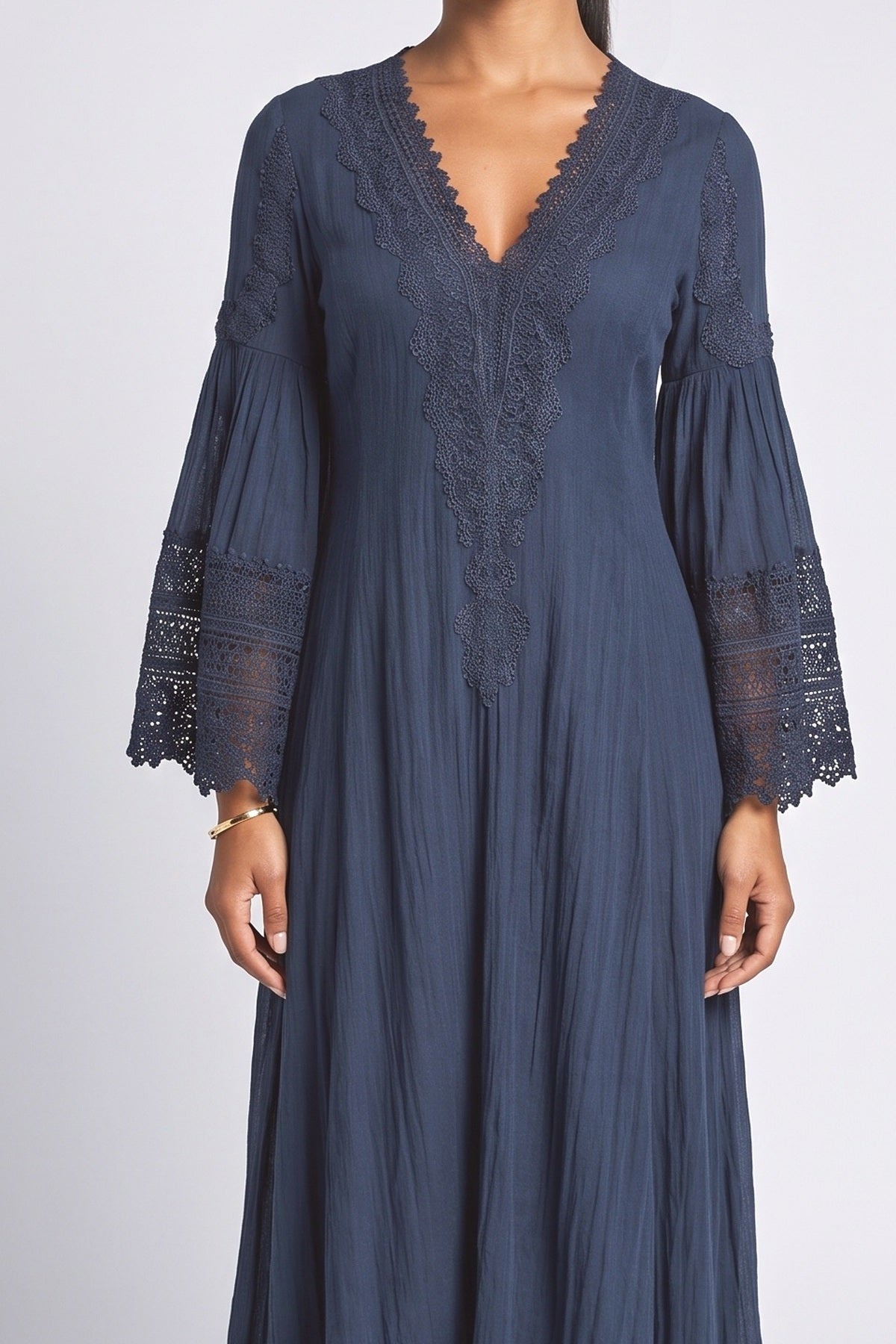 Blue Lace Maxi Dress, fabric detail