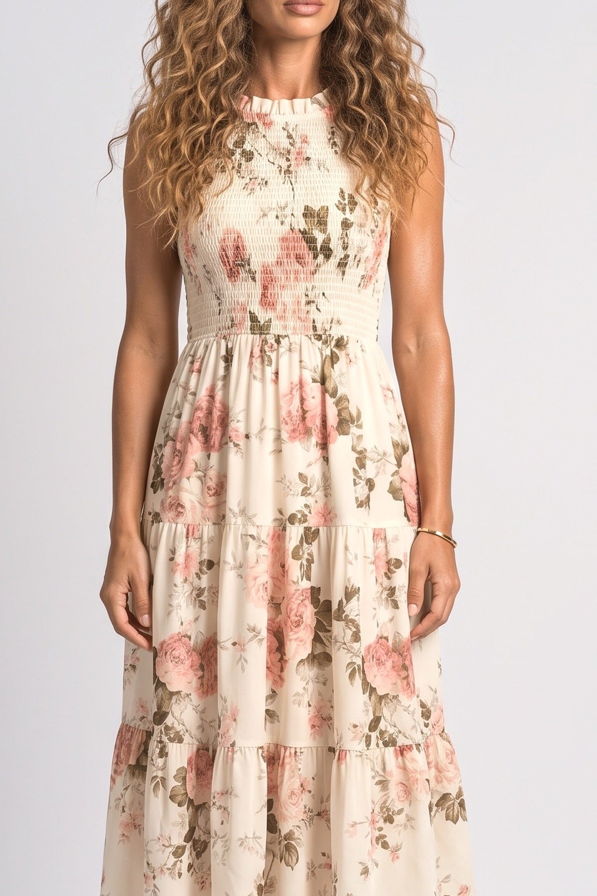 Floral Midi Dress, fabric detail