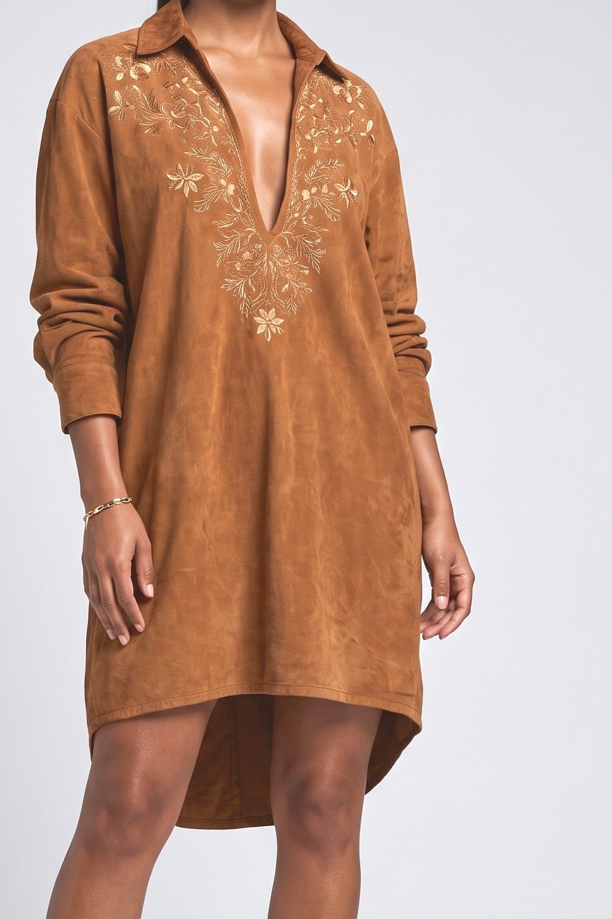 Brown Midi Dress, fabric detail