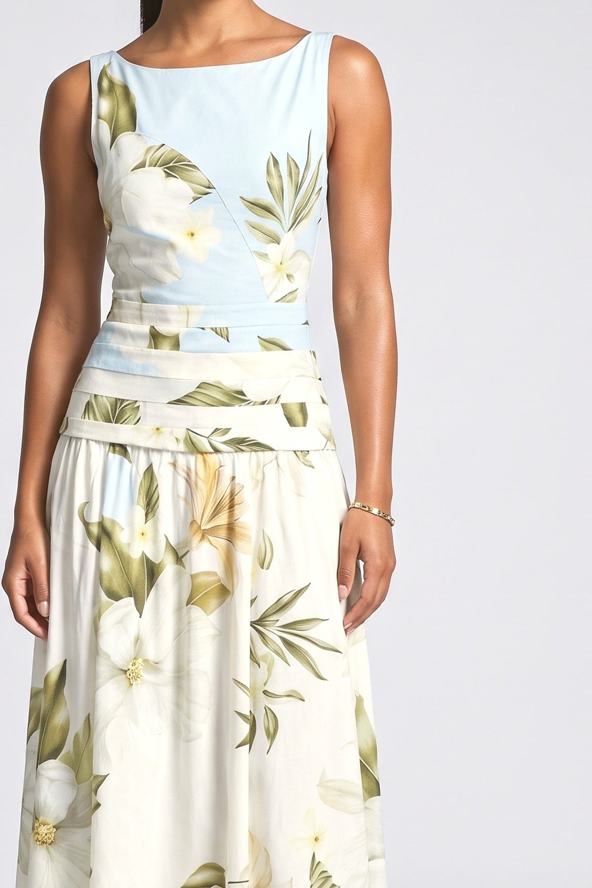 Print Sleeveless Maxi Dress, fabric detail
