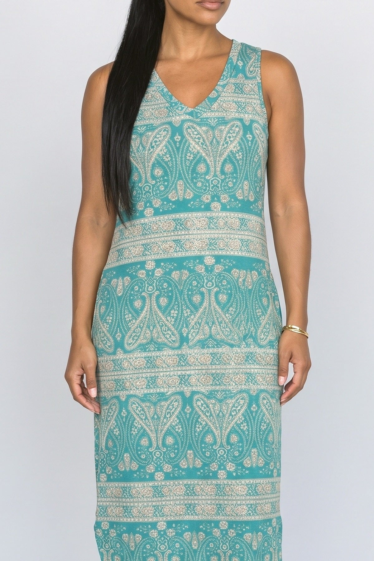 V-Neck Flowy Maxi Dress, fabric detail