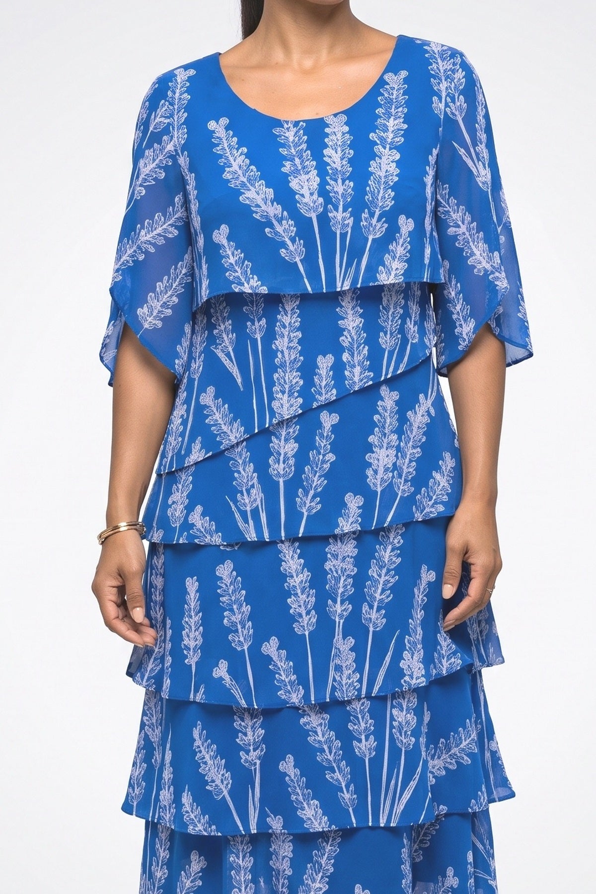 Floral Tiered Midi Dress, fabric detail