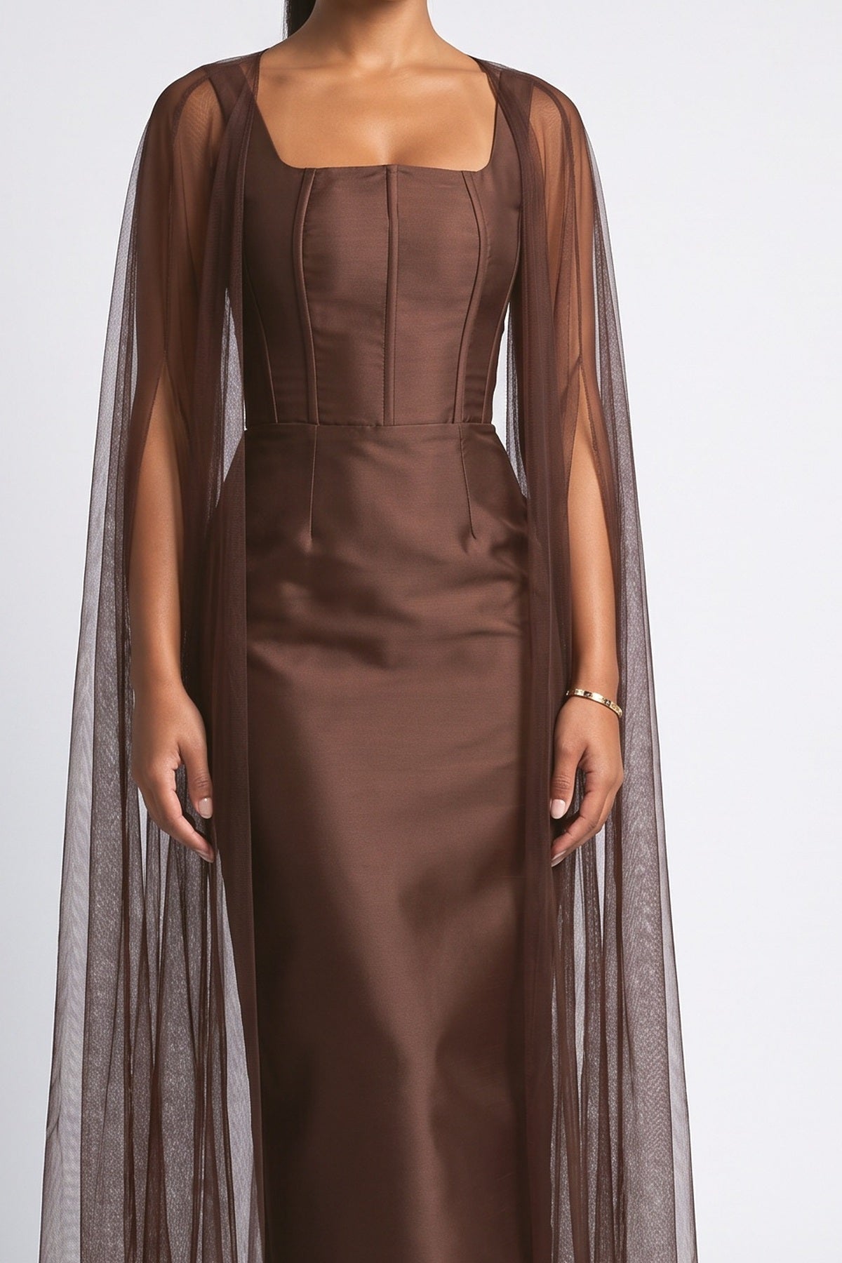 Brown Mesh Dress, fabric detail
