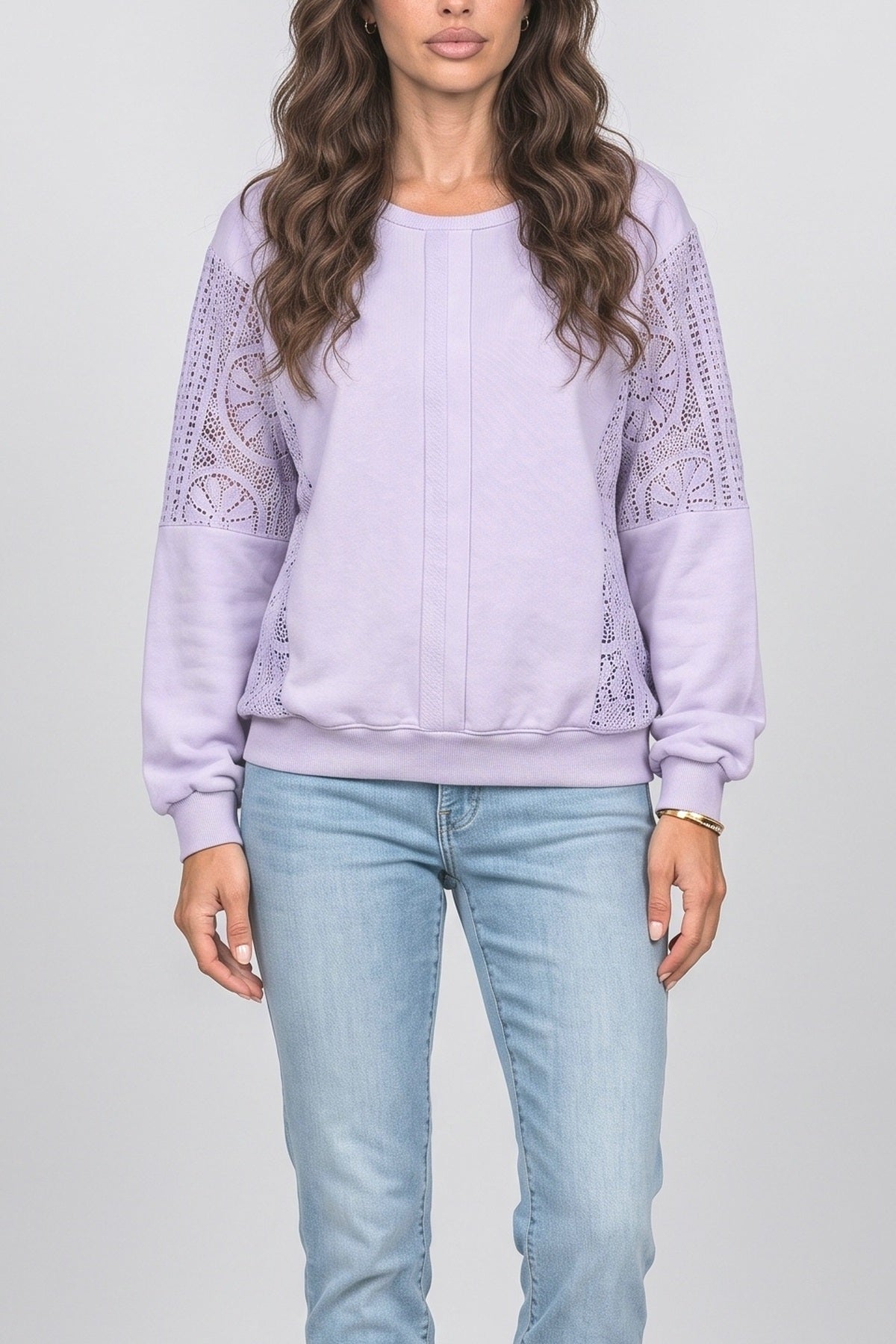 Lace Floral Sweatshirt, fabric detail