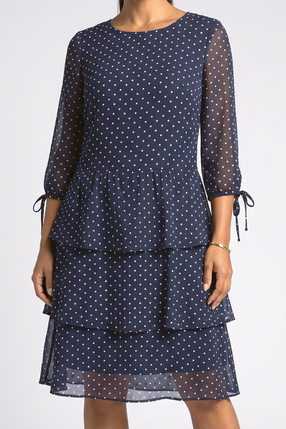 Chiffon Polka Dot Midi Dress, fabric detail