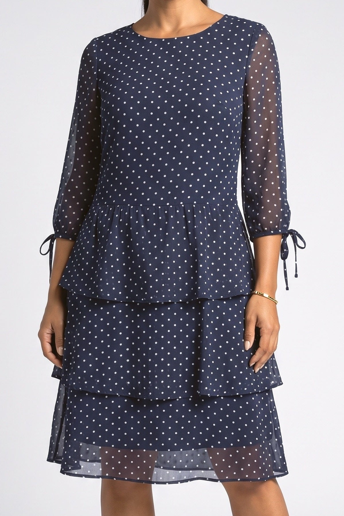 Chiffon Polka Dot Midi Dress, fabric detail