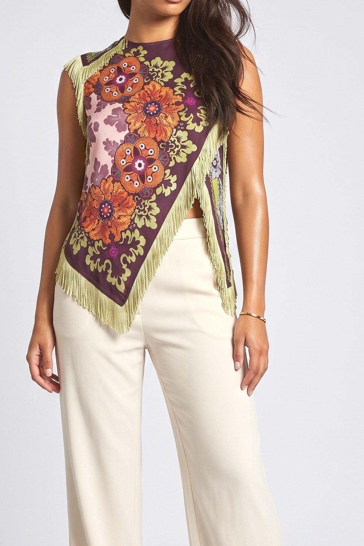 Red Floral Top, fabric detail