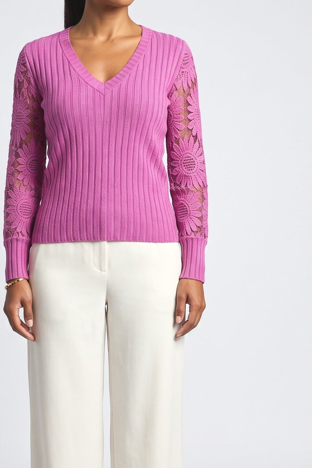 Floral Knit Top, fabric detail