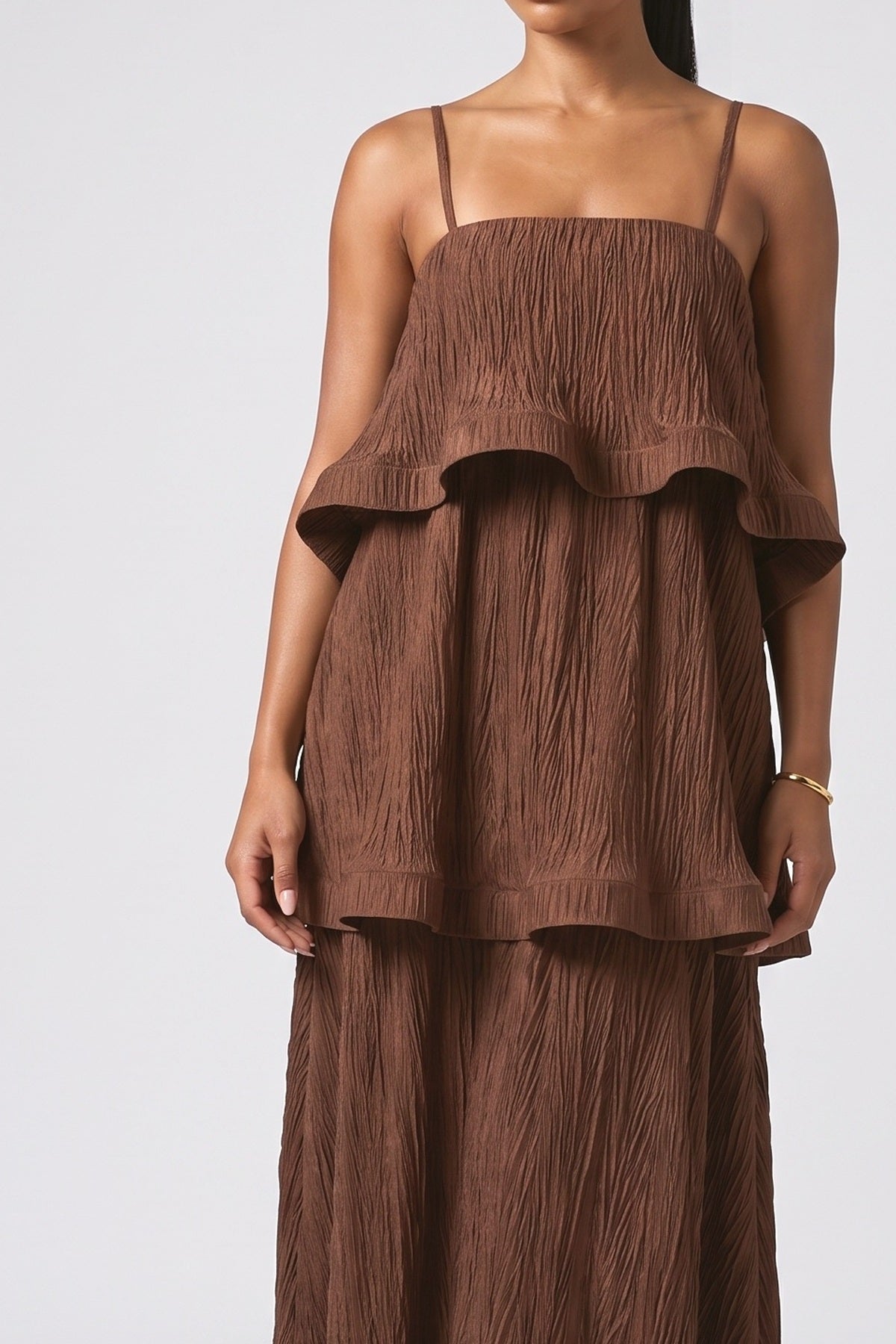 Strappy Tiered Maxi Dress, fabric detail