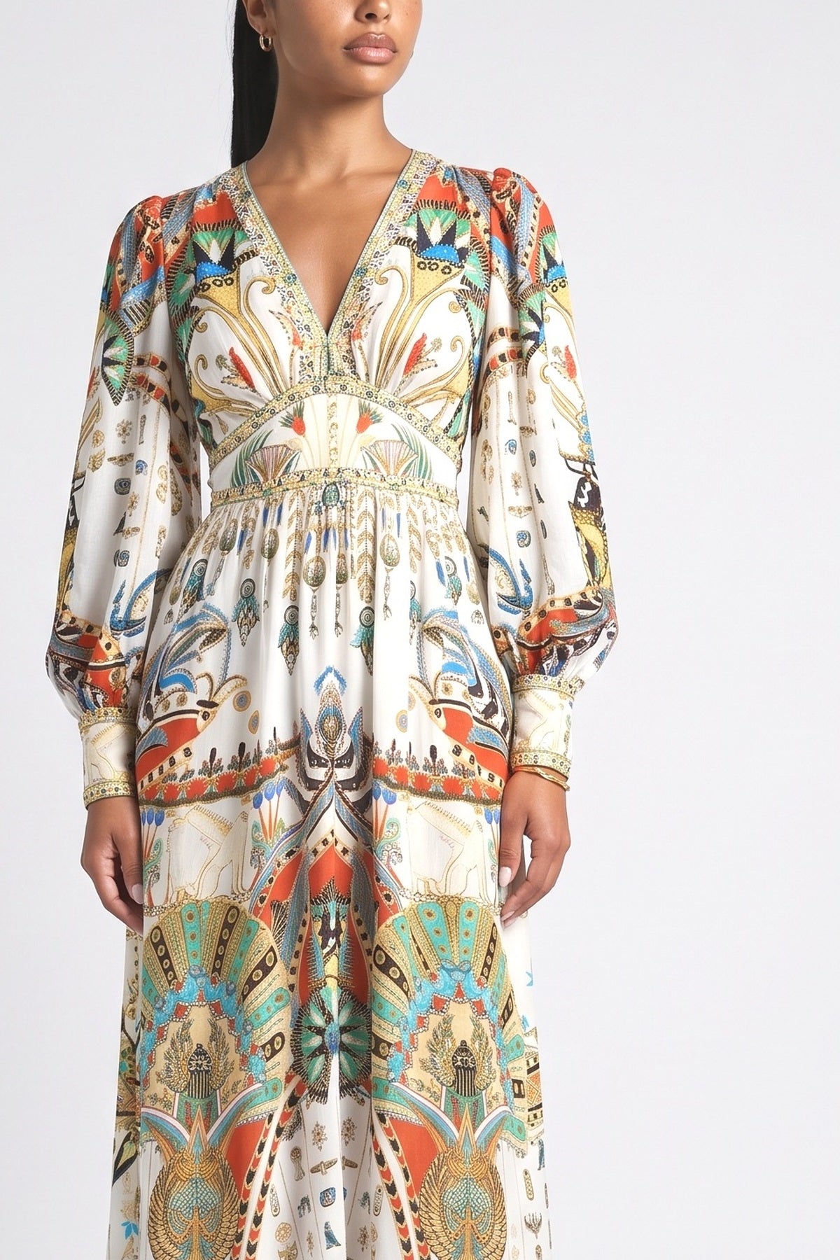 Print Fitted Maxi Dress, fabric detail