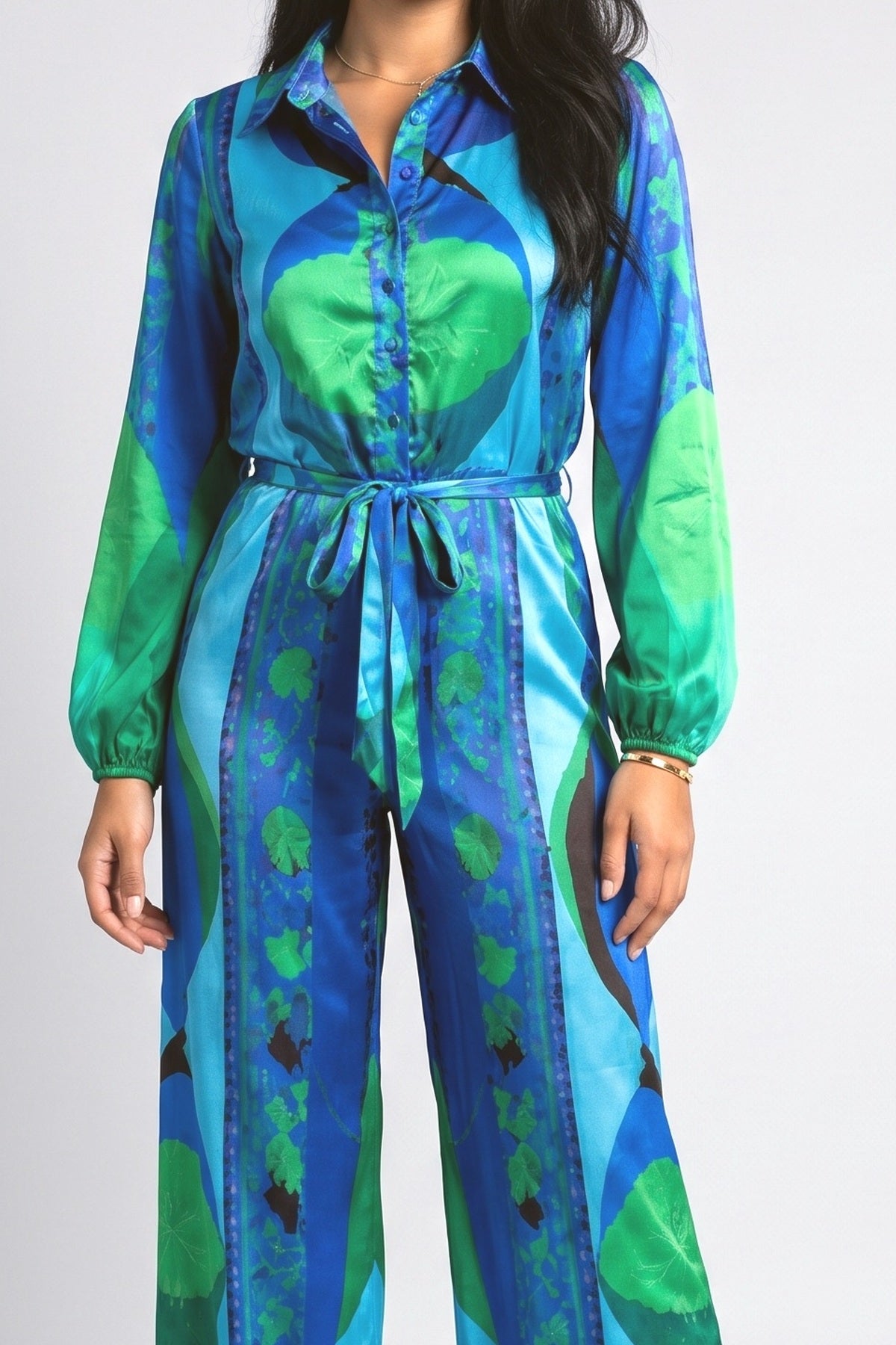Blue Geometric Outfit Set, fabric detail
