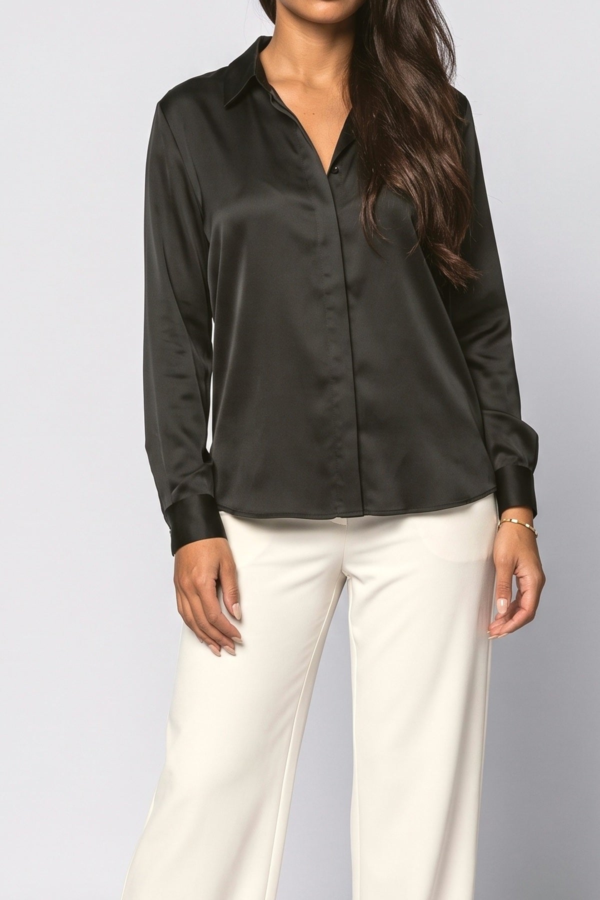 Satin Long Sleeve Blouse, fabric detail
