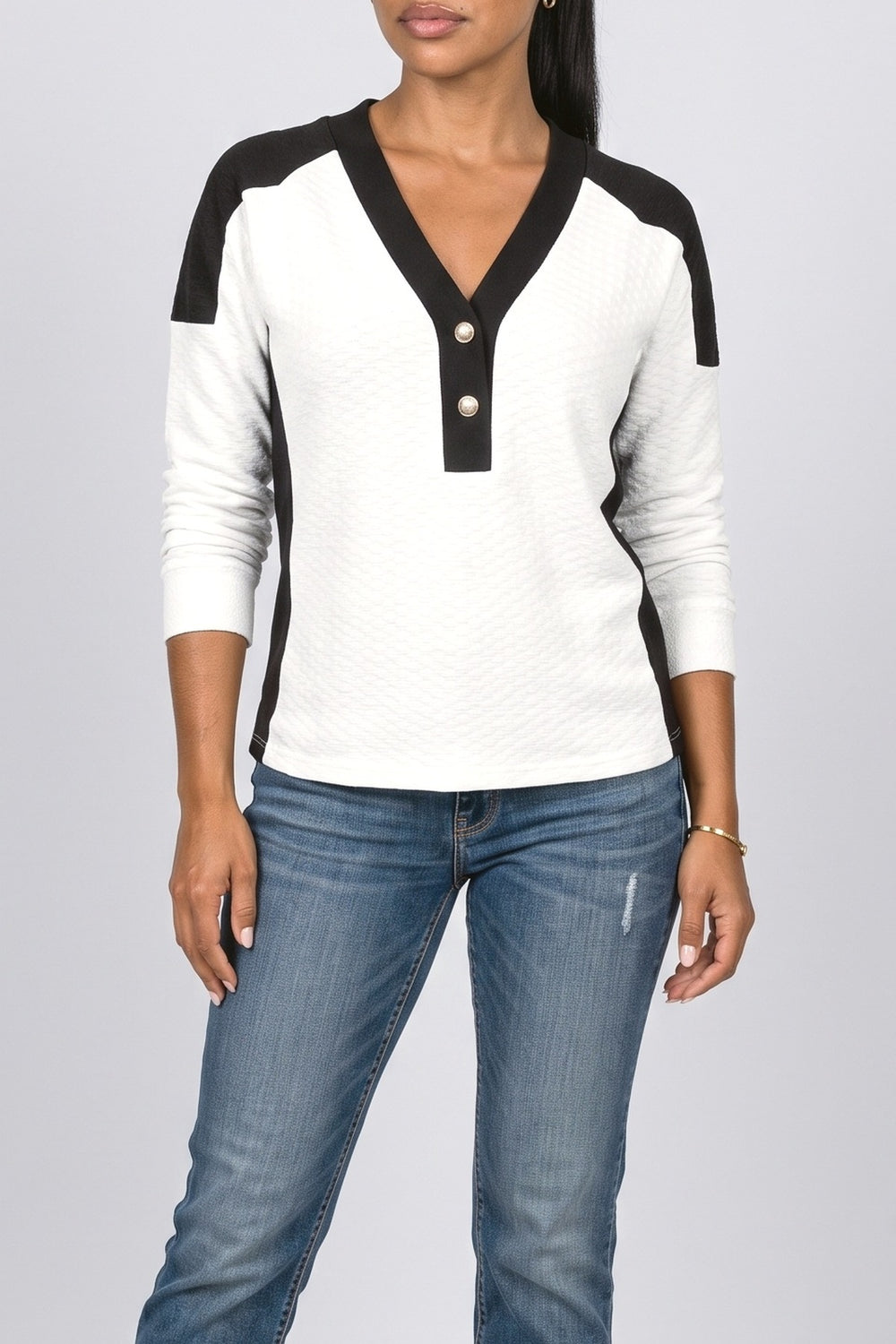 Colorblock Knit Top, fabric detail