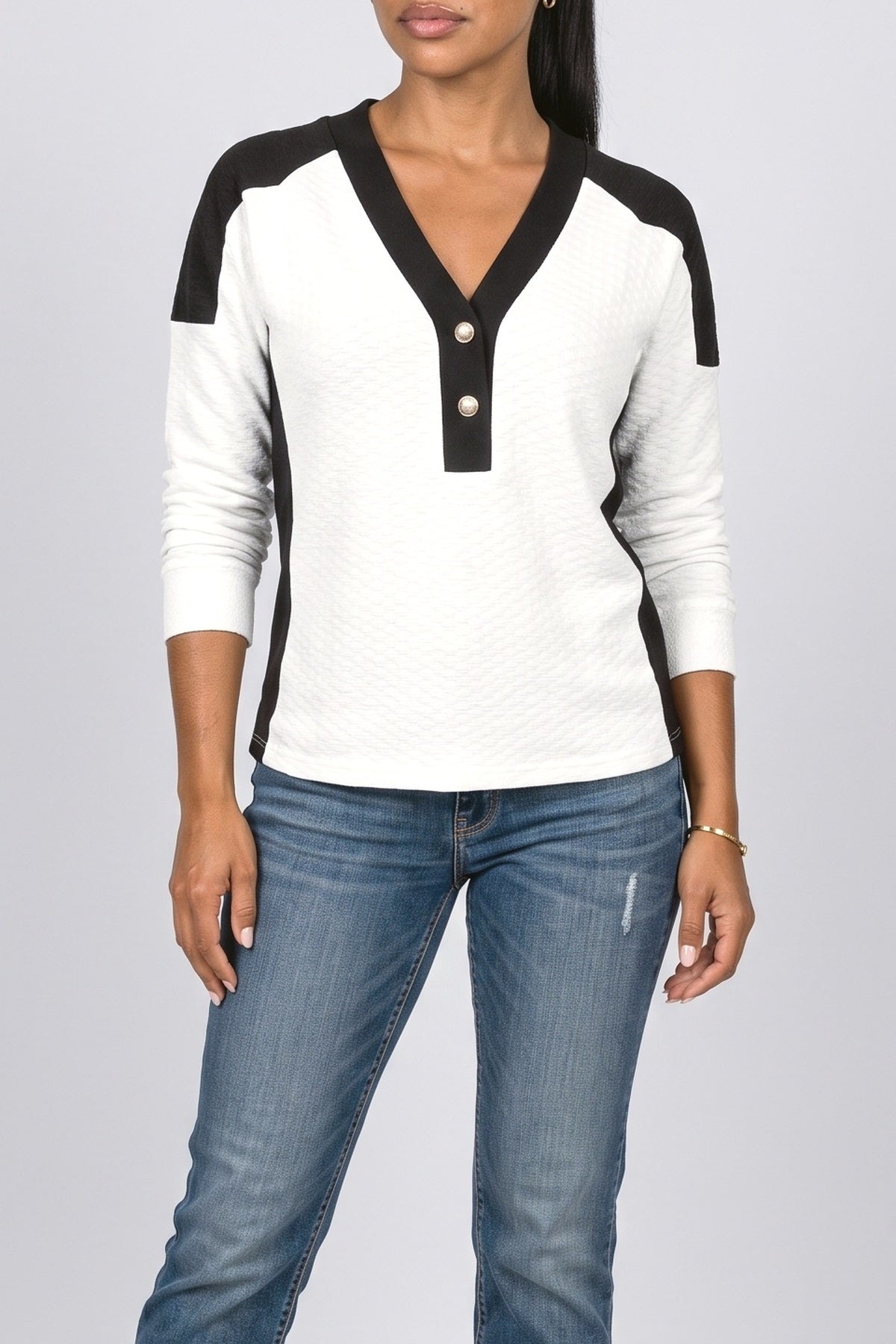 Colorblock Knit Top, fabric detail