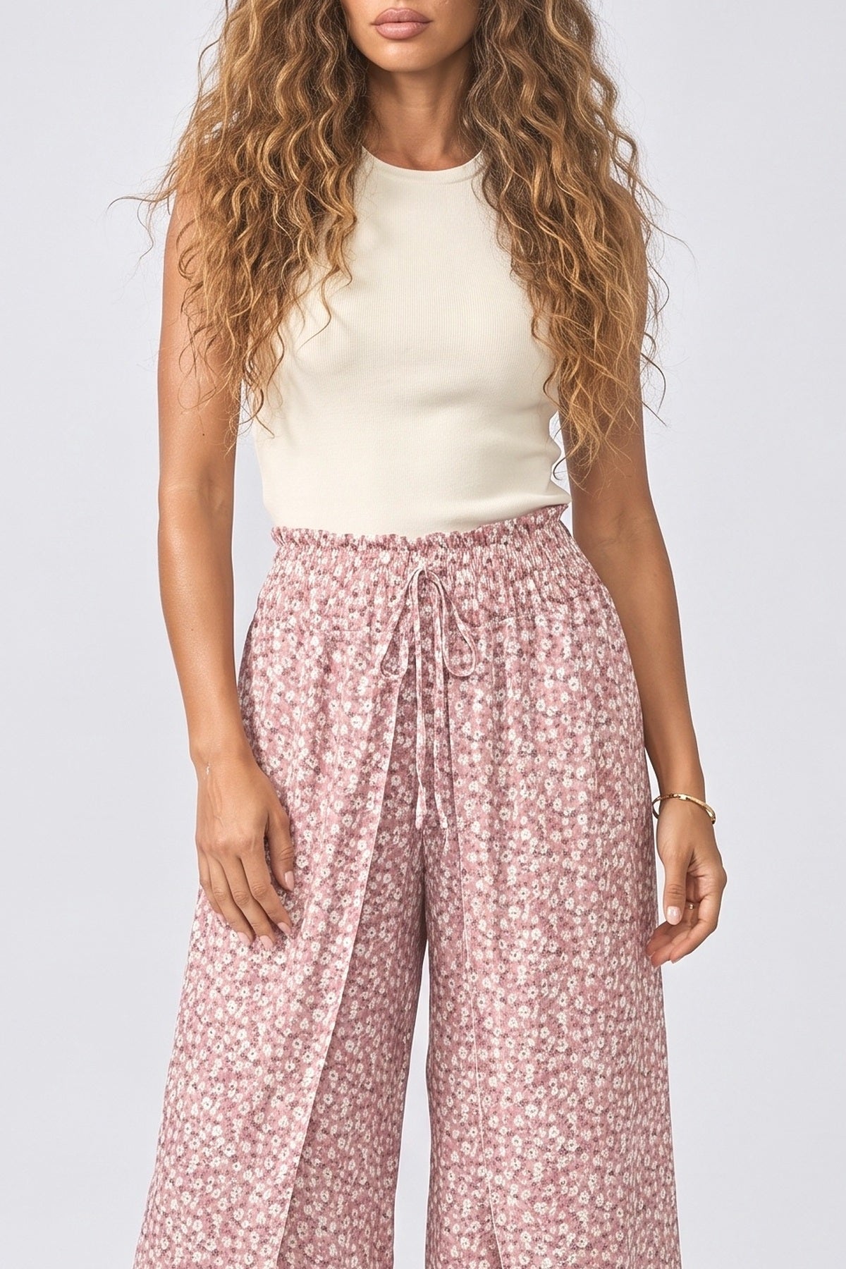 Wrap Wide Leg Pants, fabric detail