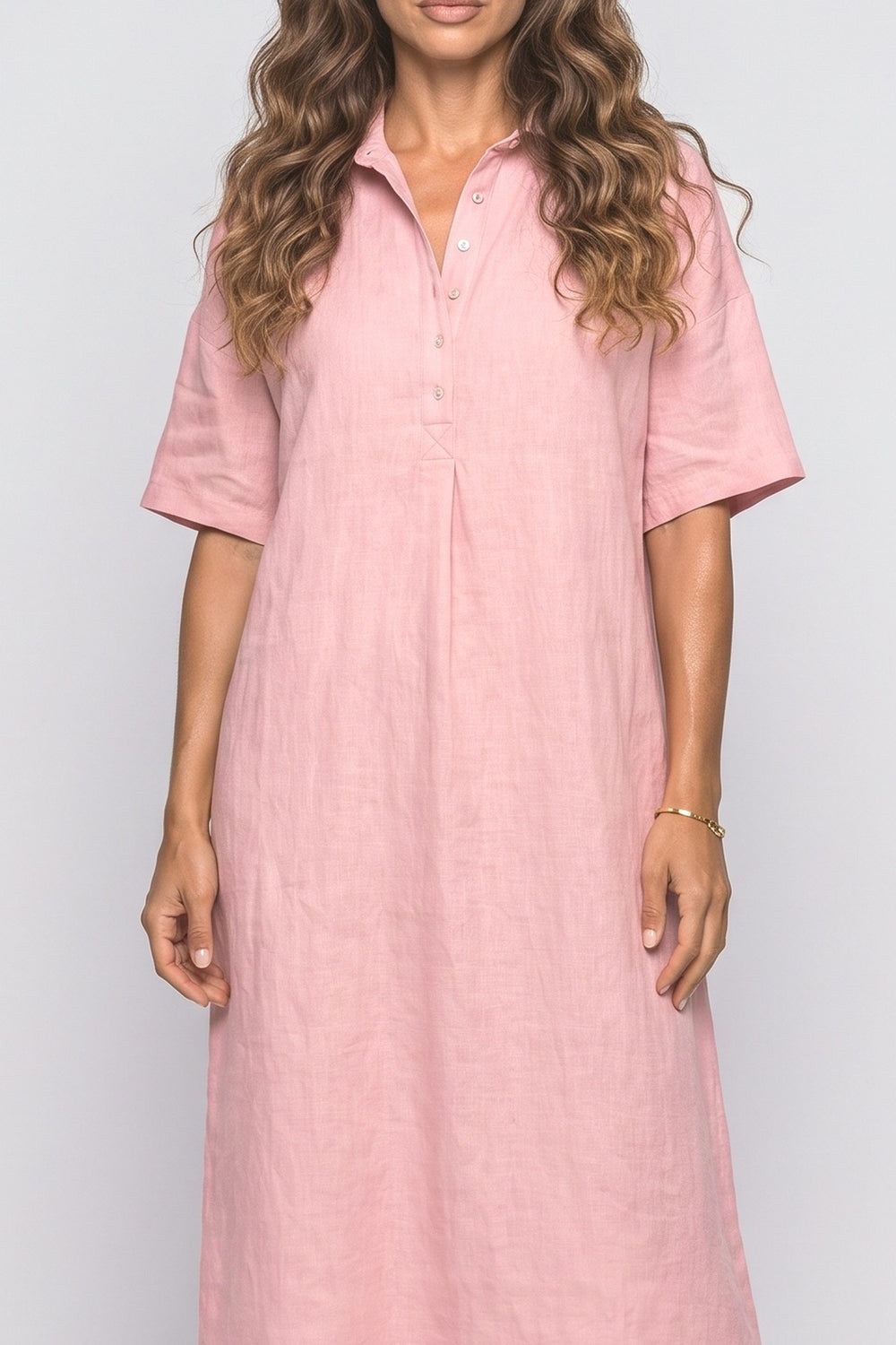 Linen Midi Dress, fabric detail