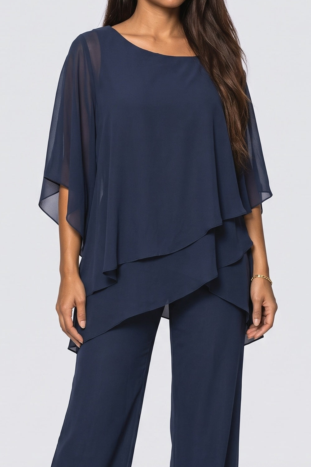 Chiffon Asymmetric Two Piece Outfit, fabric detail