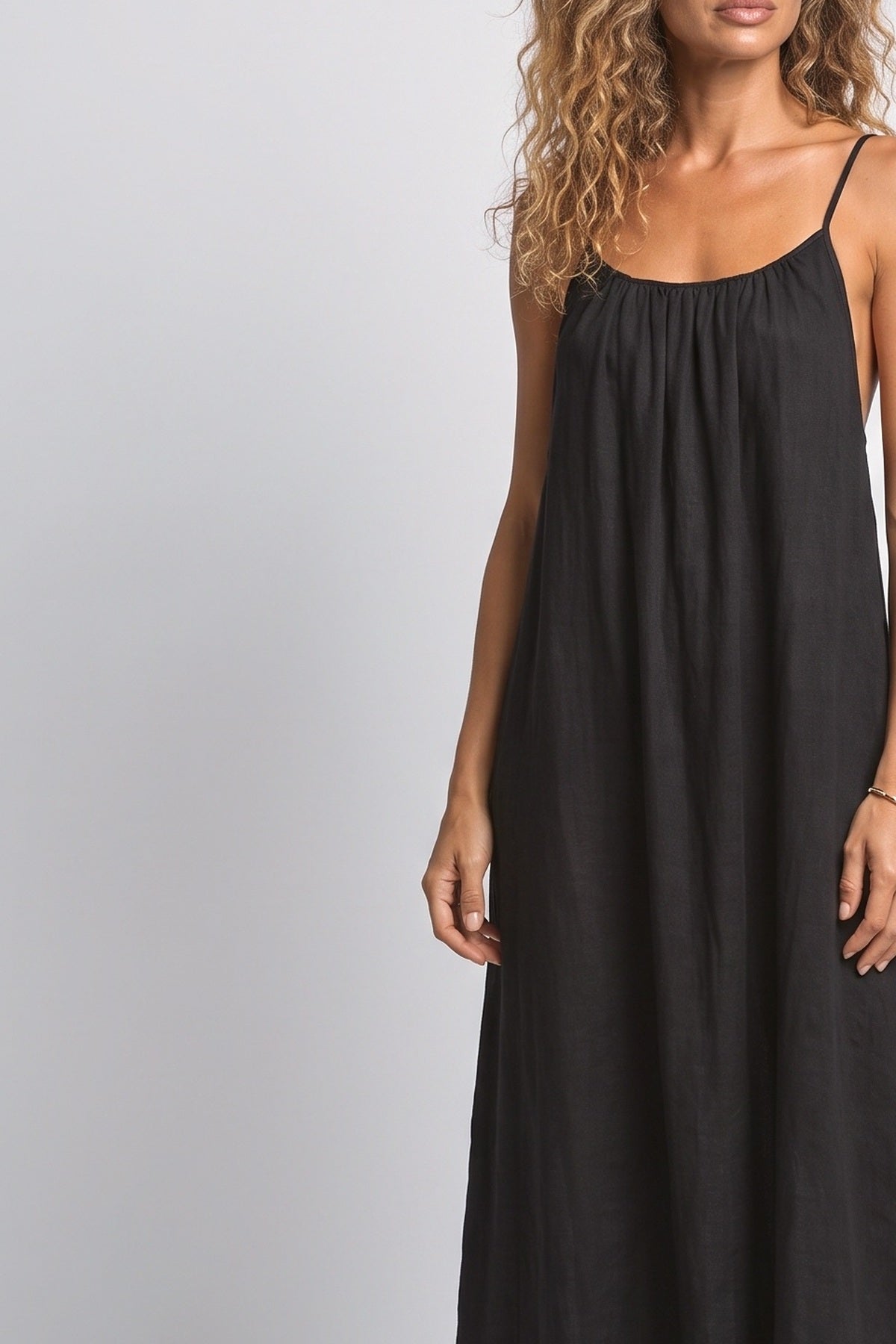Backless Flowy Maxi Dress, fabric detail