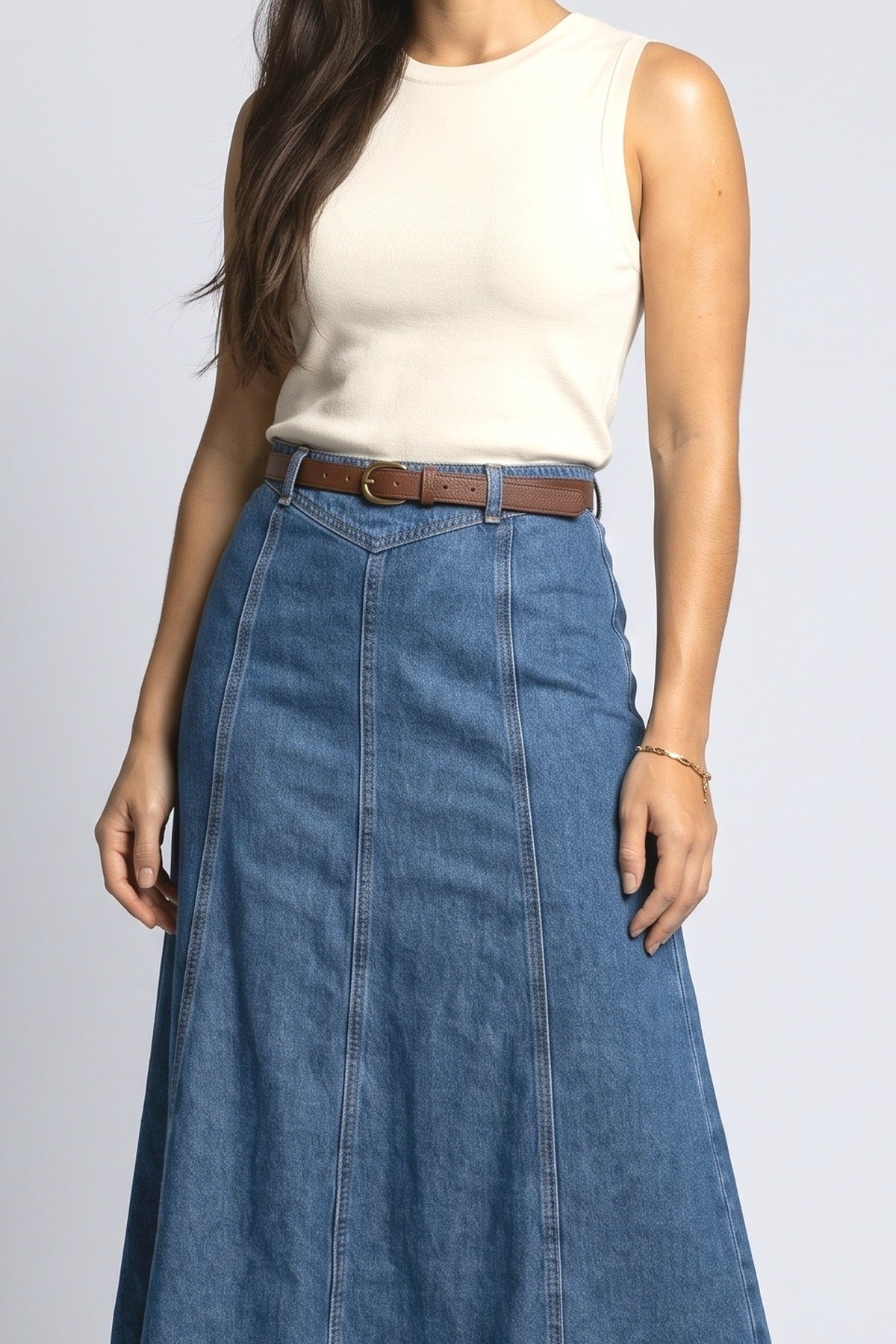 Denim Maxi Skirt, fabric detail