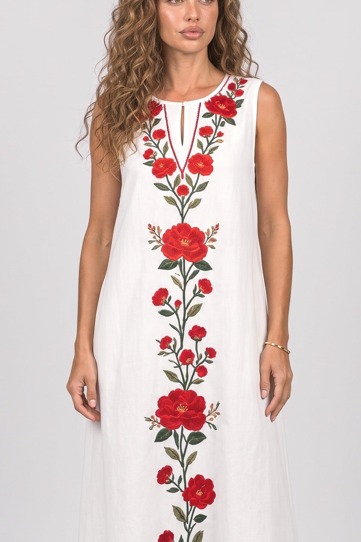 Sleeveless Maxi Dress, fabric detail