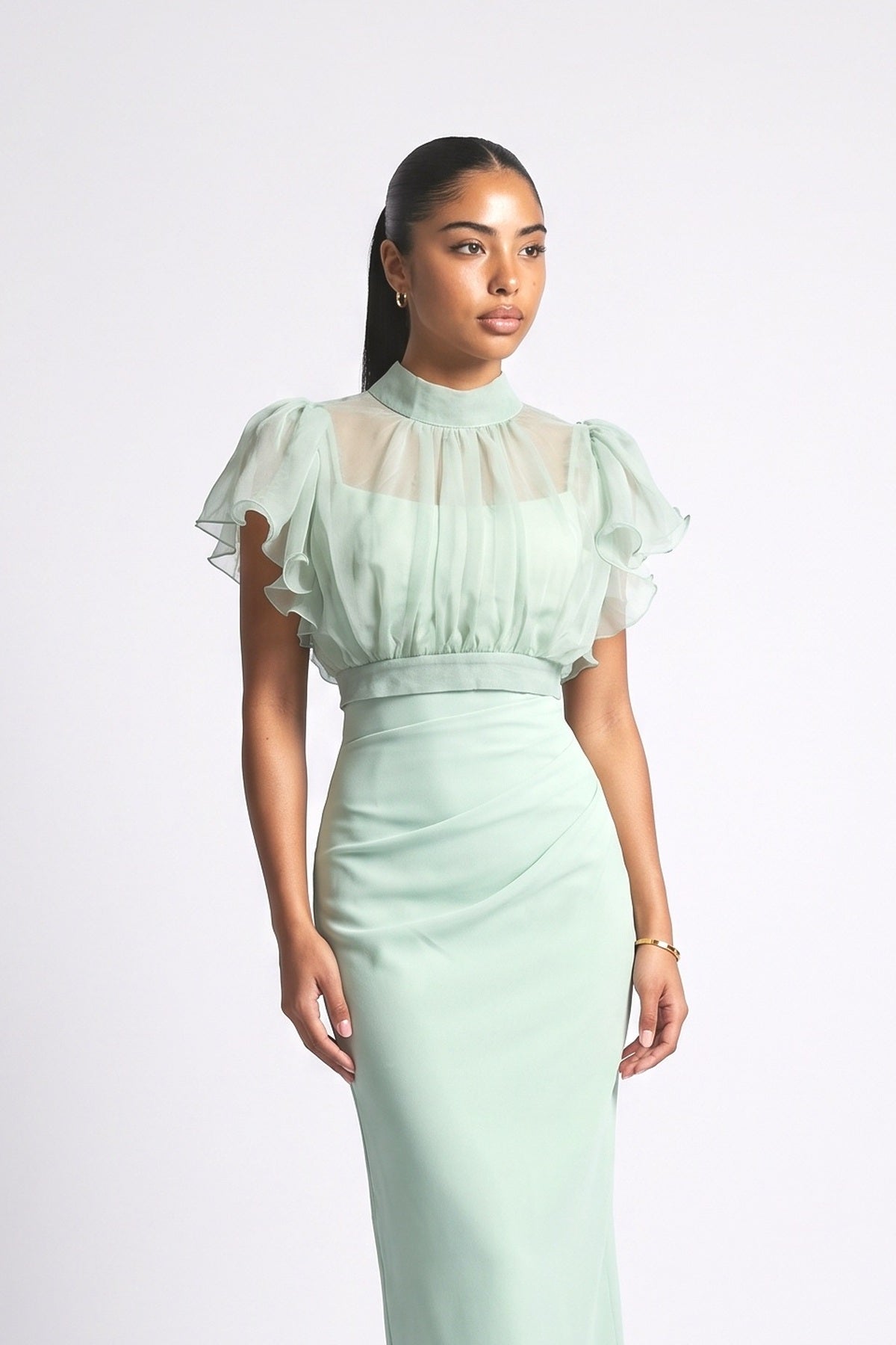 Chiffon Ruched Outfit Set, fabric detail