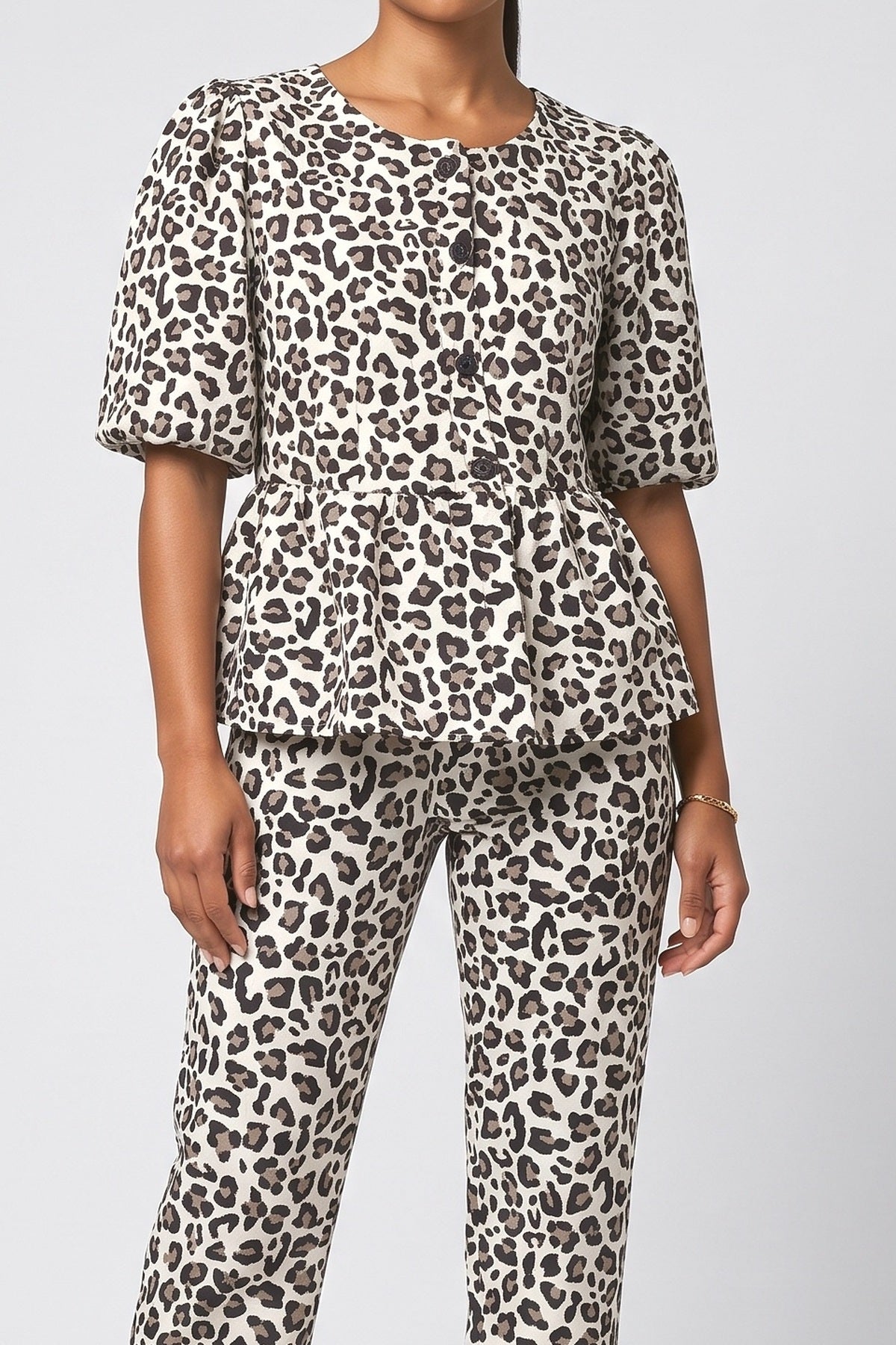 White Leopard Outfit Set, fabric detail