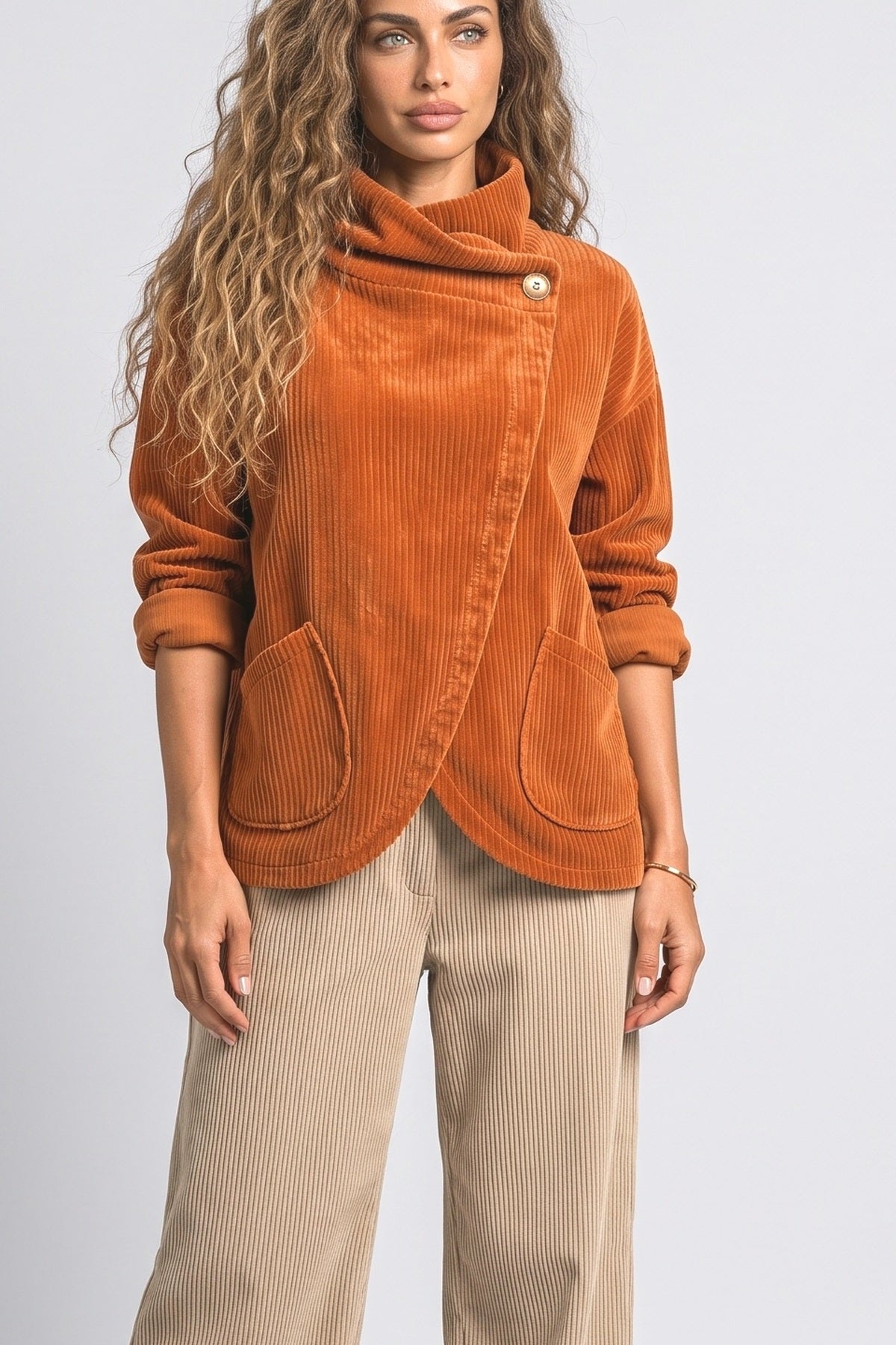 Orange Wrap Blouse, fabric detail